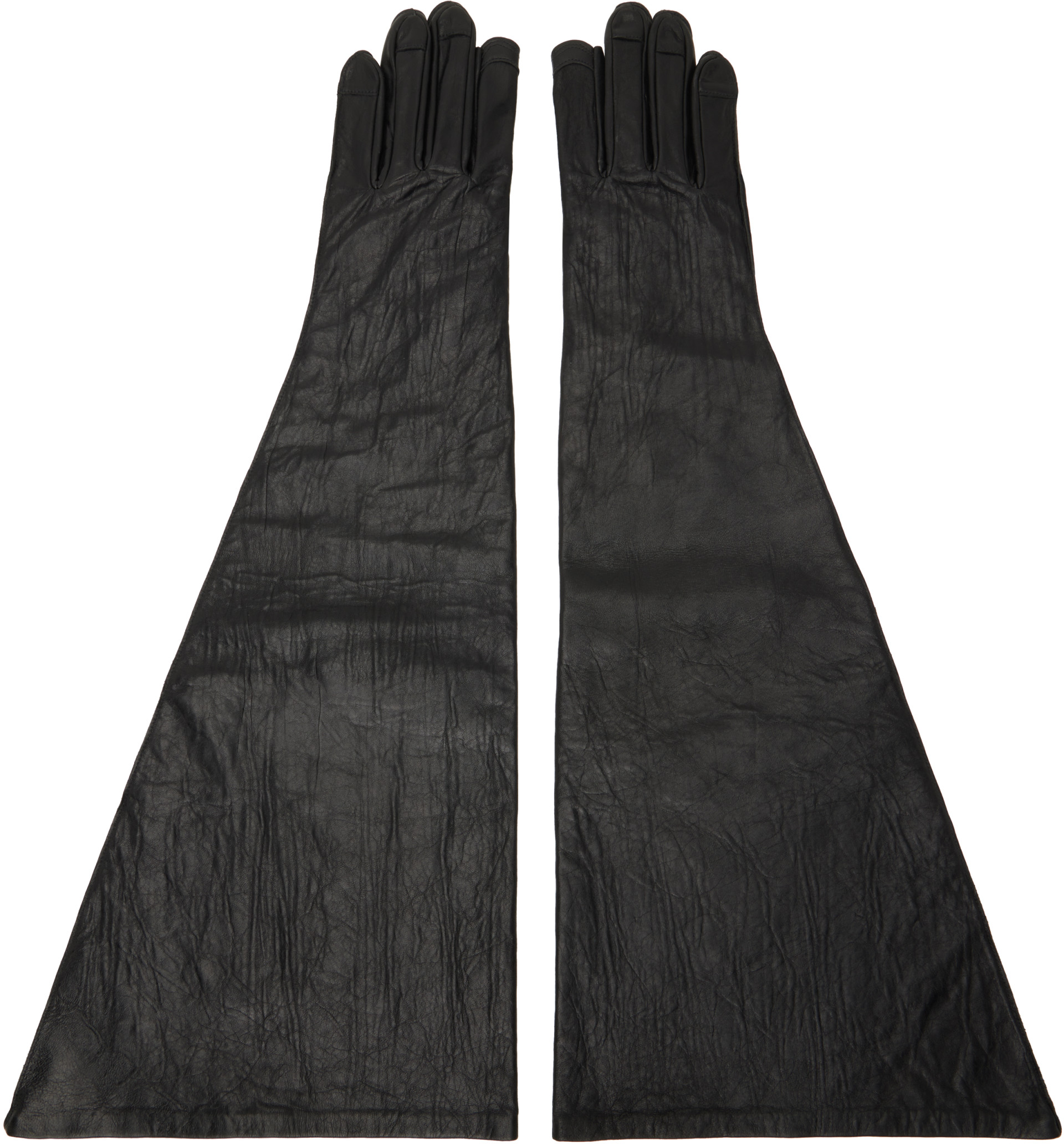 Rick Owens - Black Tower Cuffed Long Gloves