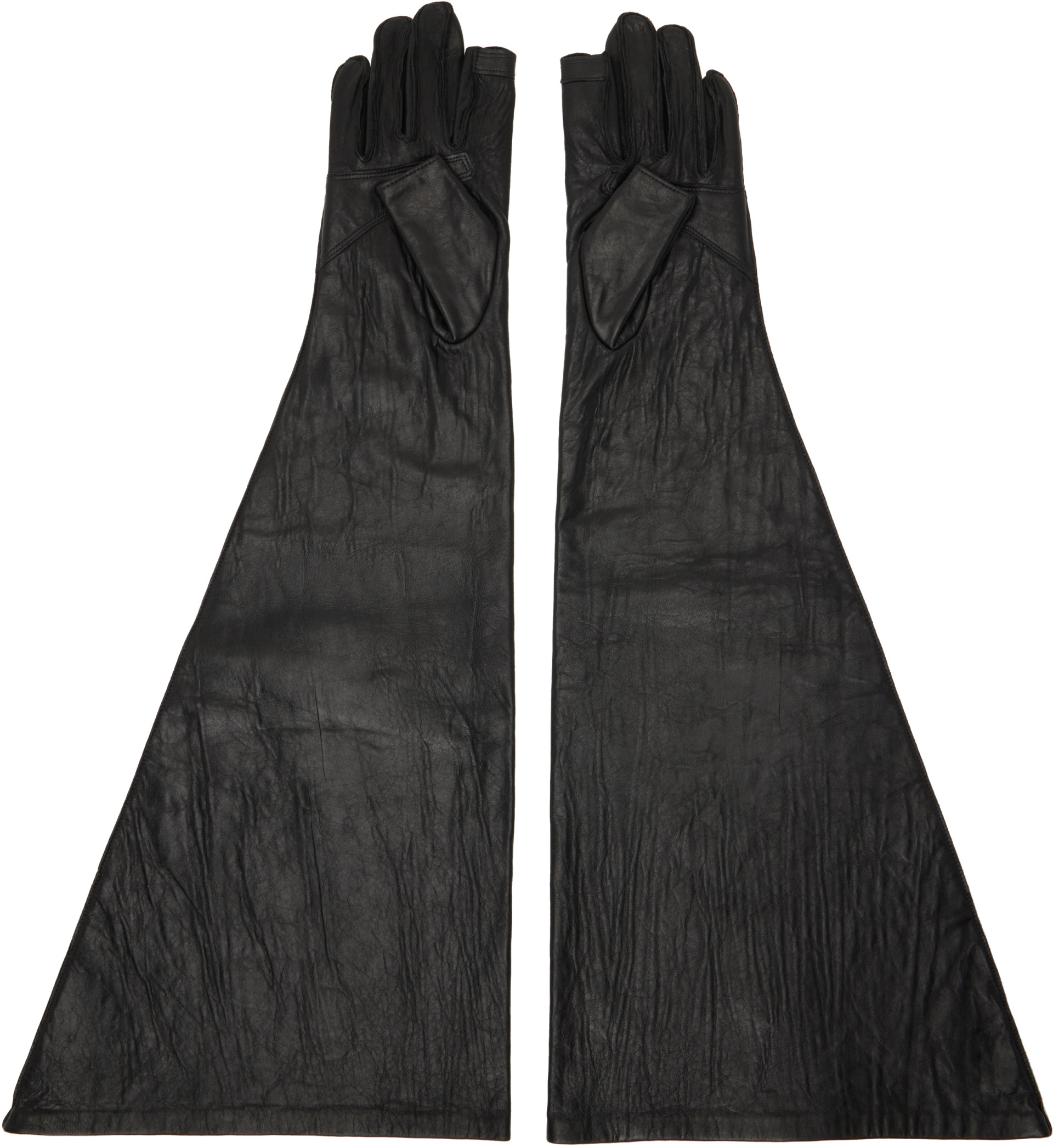 Rick Owens - Black Tower Cuffed Long Gloves
