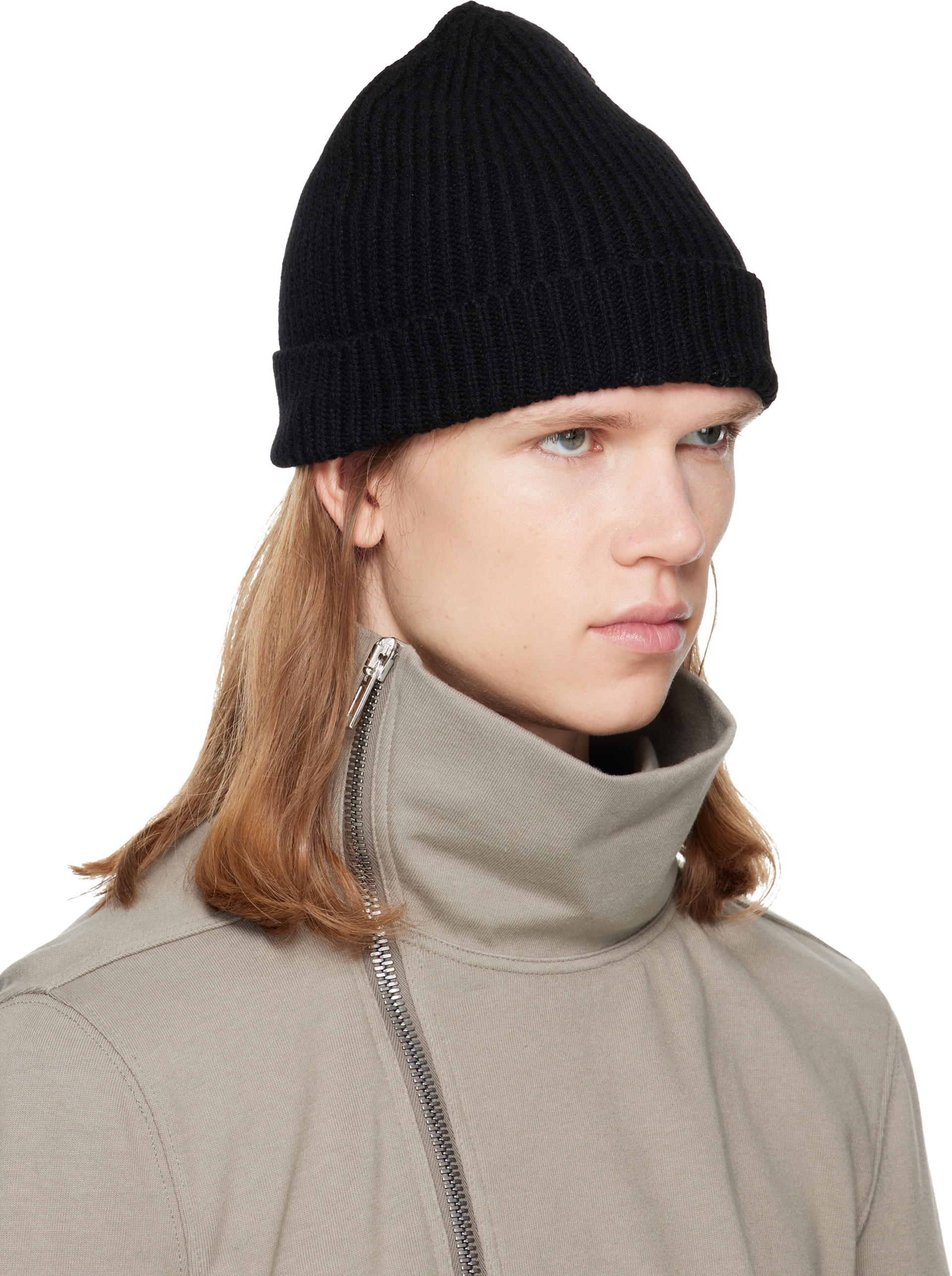 Rick Owens - Black Tower Ribbed Beanie