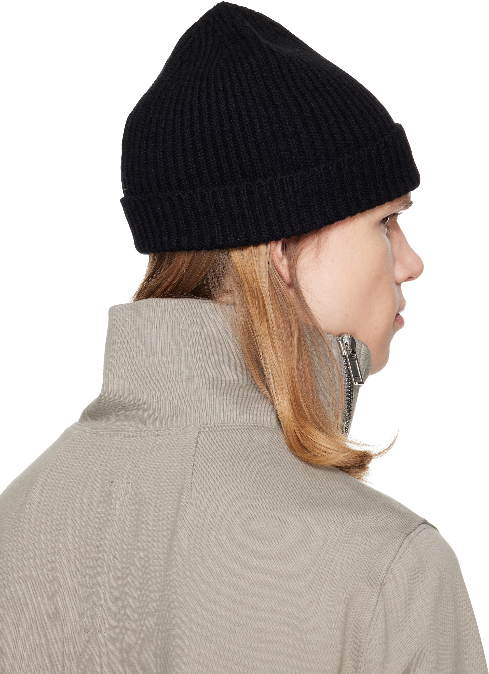 Rick Owens - Black Tower Ribbed Beanie