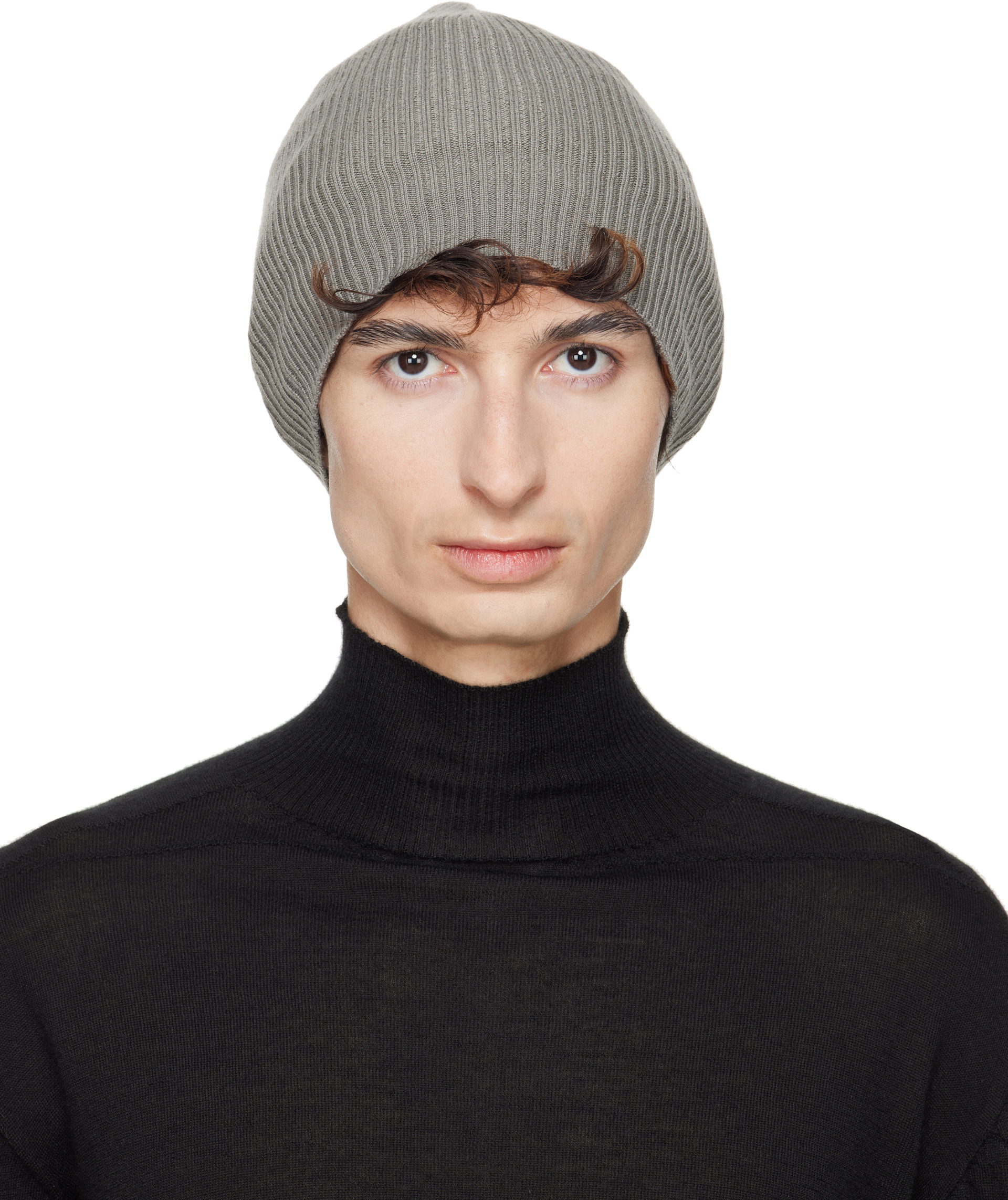 Rick Owens: Taupe Tower Ribbed Beanie | SSENSE Bahrain
