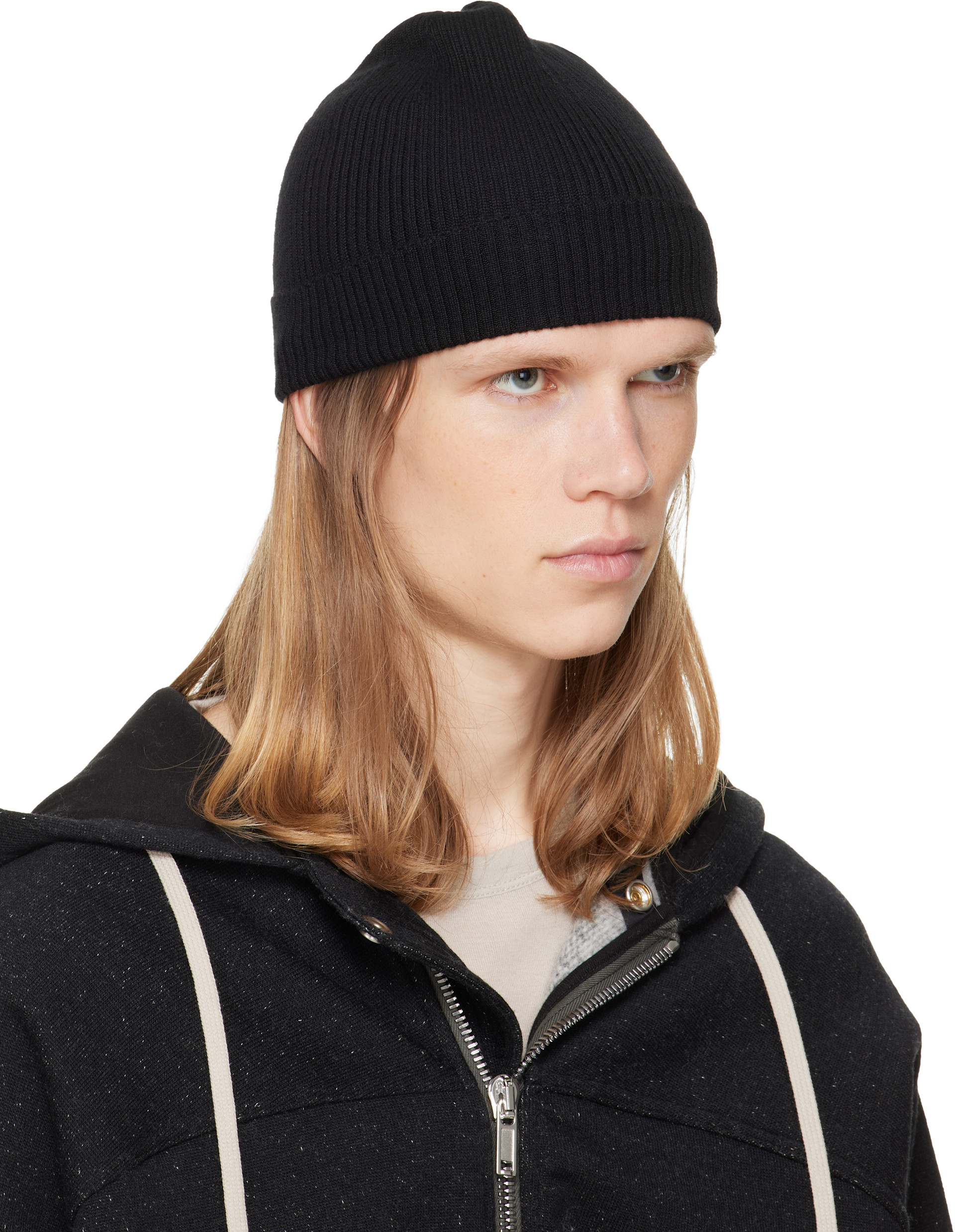 Rick Owens - ブラック Tower リブ ビーニー