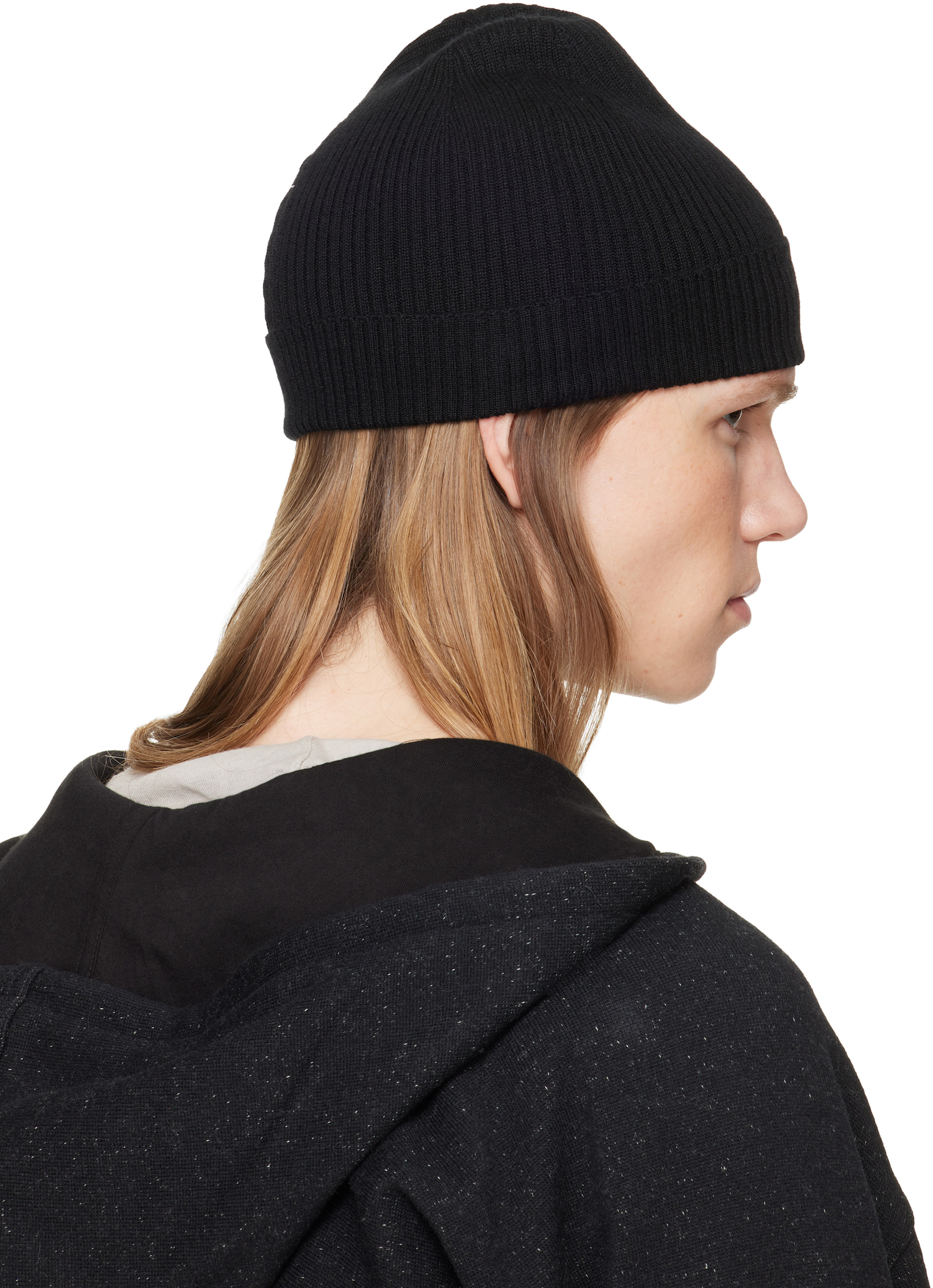 Rick Owens - ブラック Tower リブ ビーニー