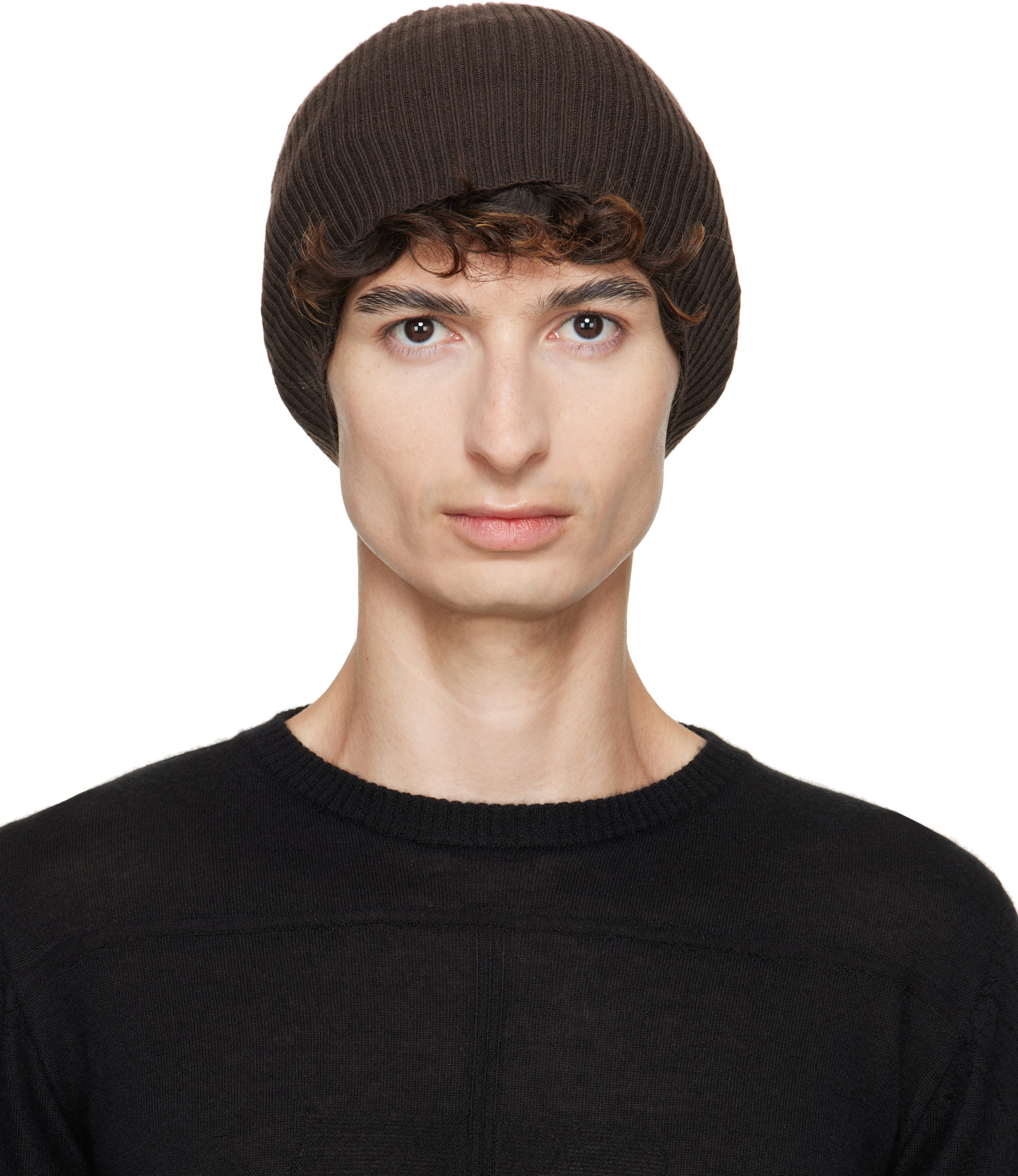 Rick Owens - ブラウン Tower リブ ビーニー