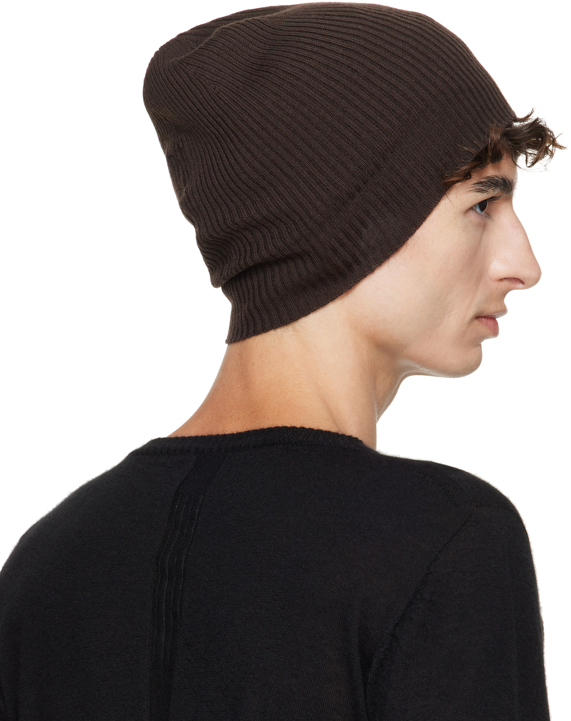 Rick Owens - ブラウン Tower リブ ビーニー