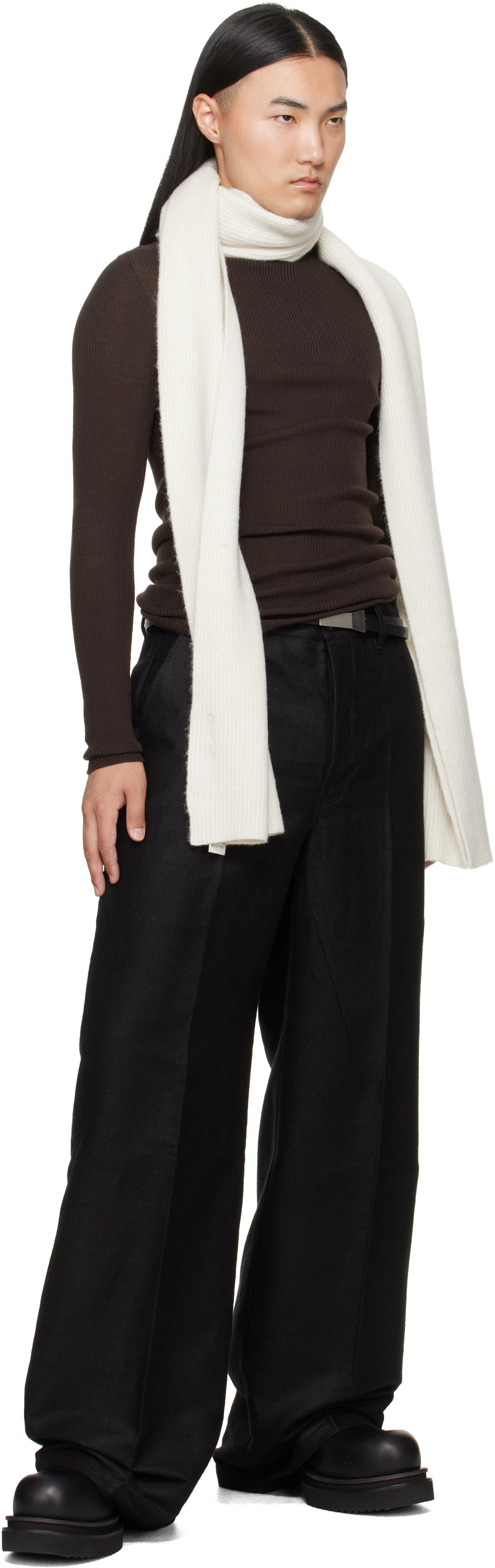 Rick Owens - Écharpe longue blanc cassé - Tower