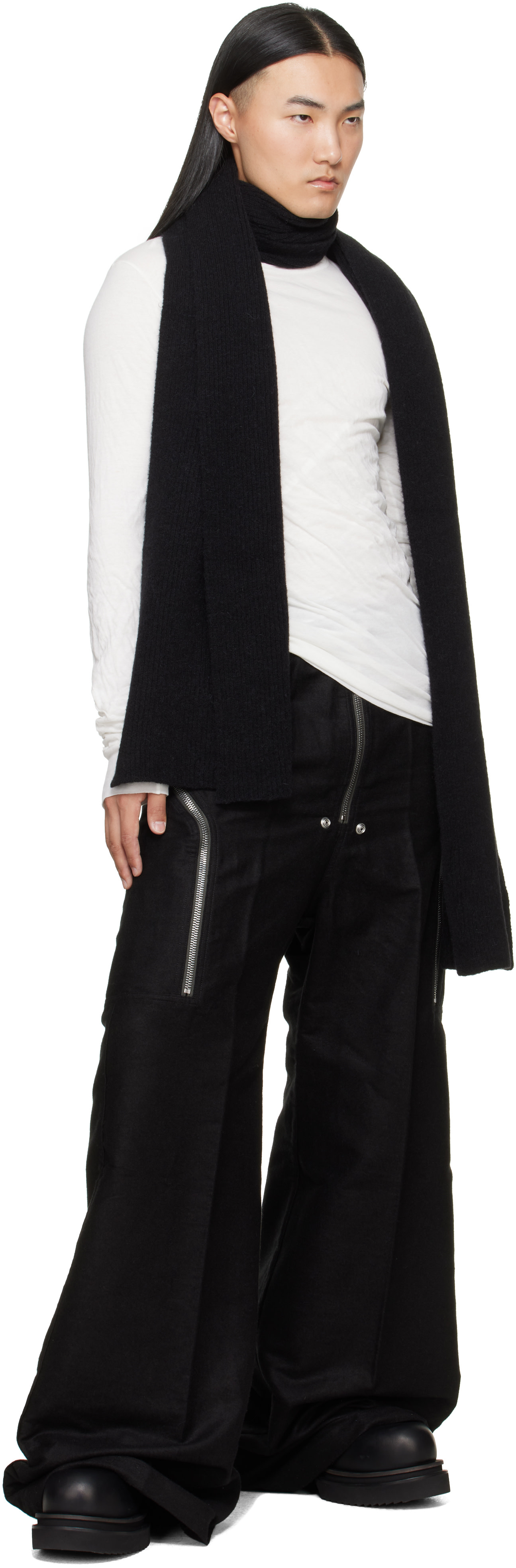 Rick Owens - Écharpe longue noire - Tower