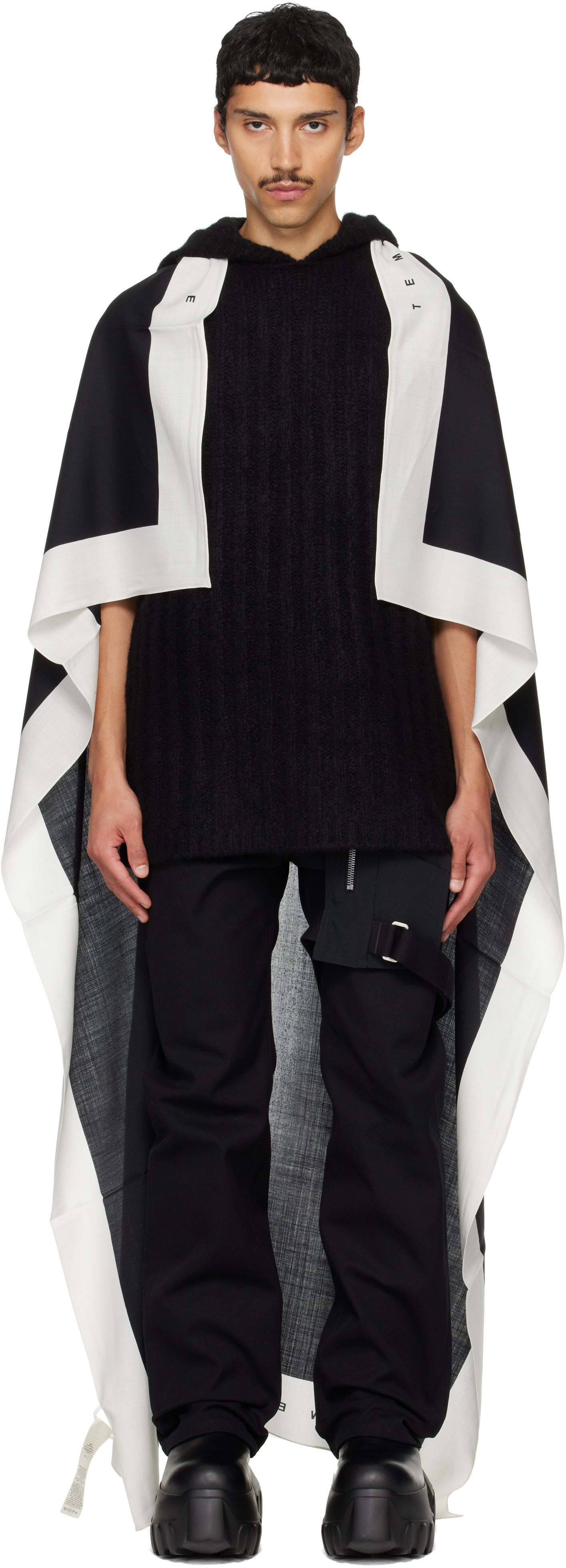 Rick Owens: Black Tower Flag 133X168 Scarf | SSENSE