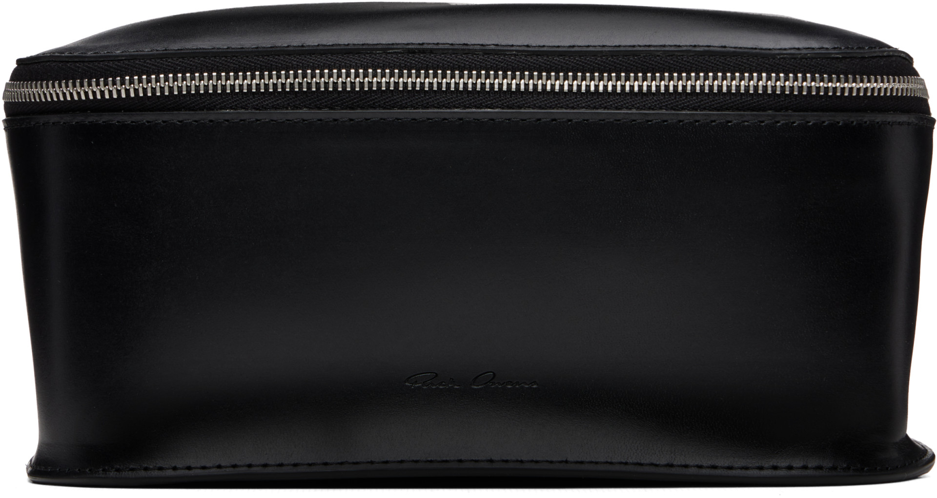Rick Owens レザー ケース ブラック ポーチ ストラップ 黒 Rick Owens: Black Tower Large Beauty Pouch | SSENSE
