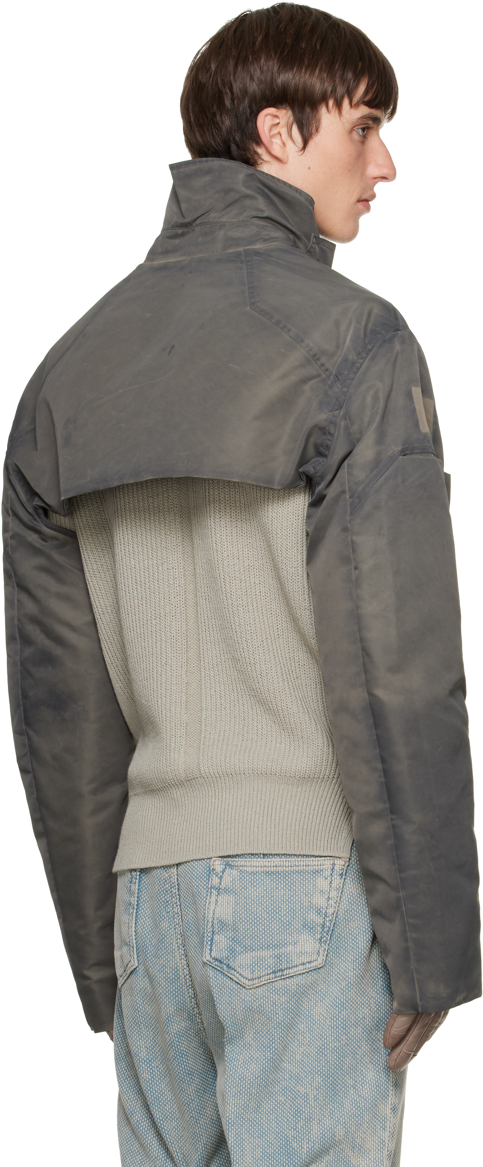 Rick Owens - Gray Tower Cropped Mac Bomber Jacket