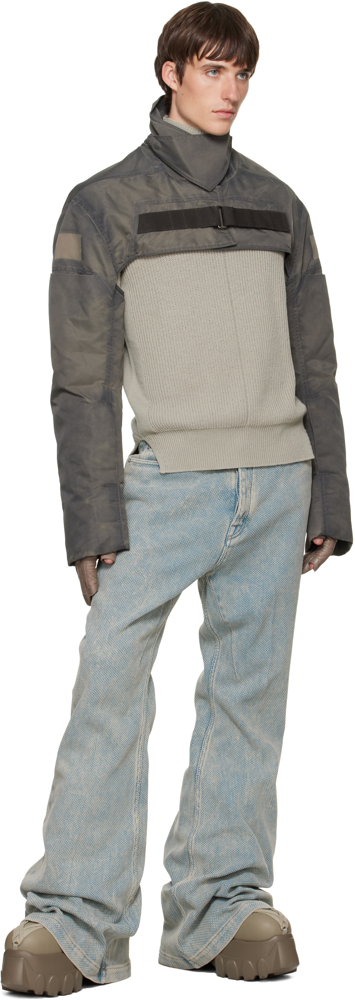 Rick Owens - Gray Tower Cropped Mac Bomber Jacket