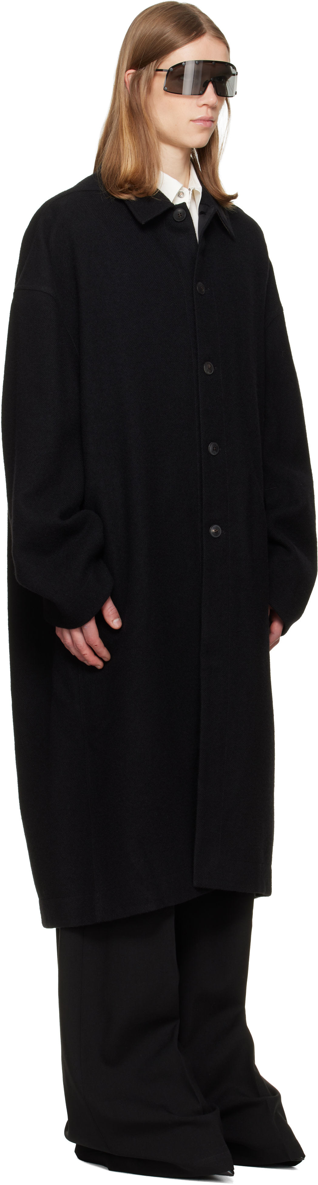 Rick Owens - Black Tower Buttoned Brad Coat