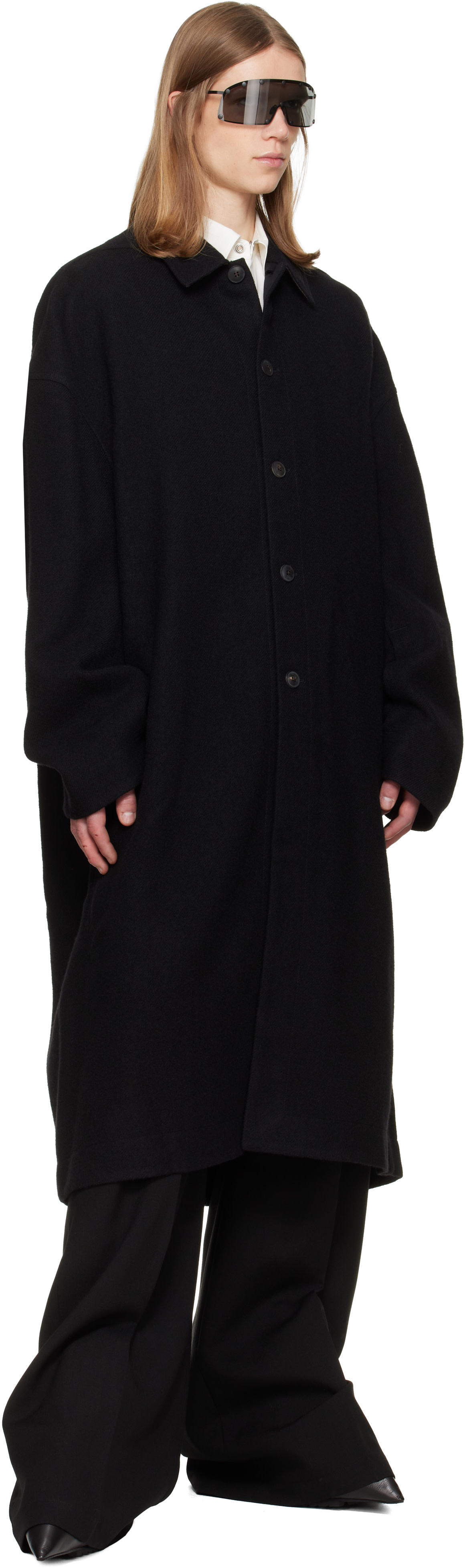 Rick Owens - Black Tower Buttoned Brad Coat