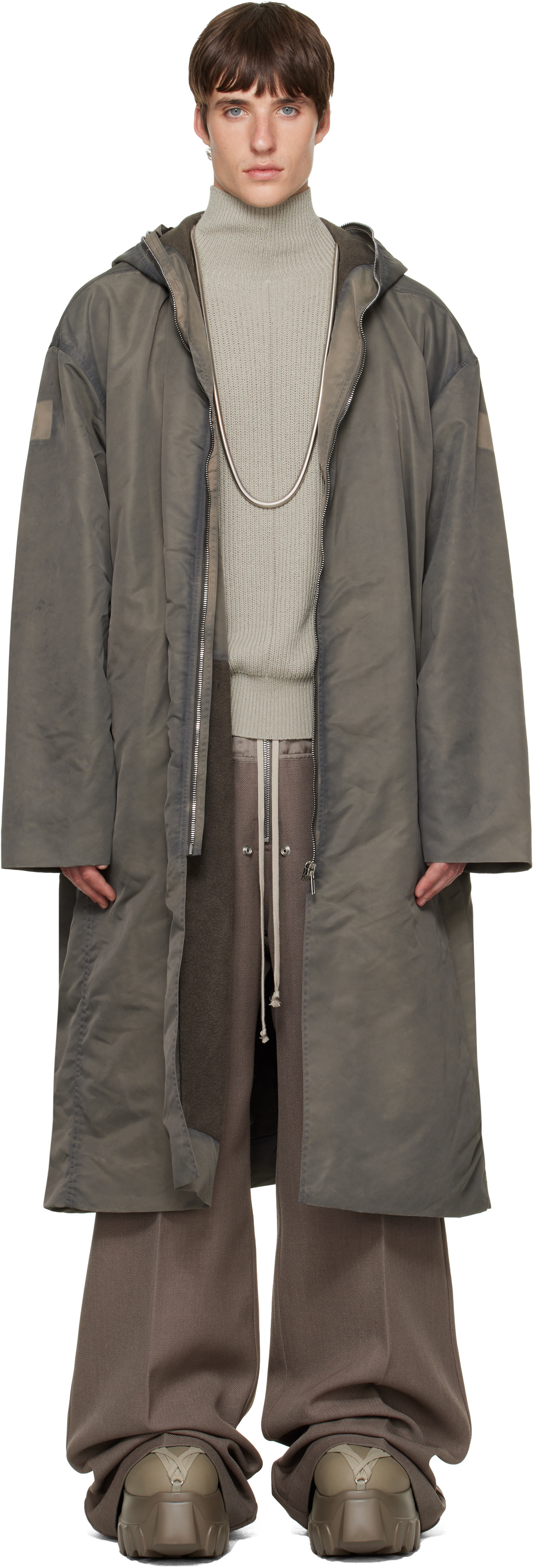Rick Owens - Gray Tower Wide Mac Coat