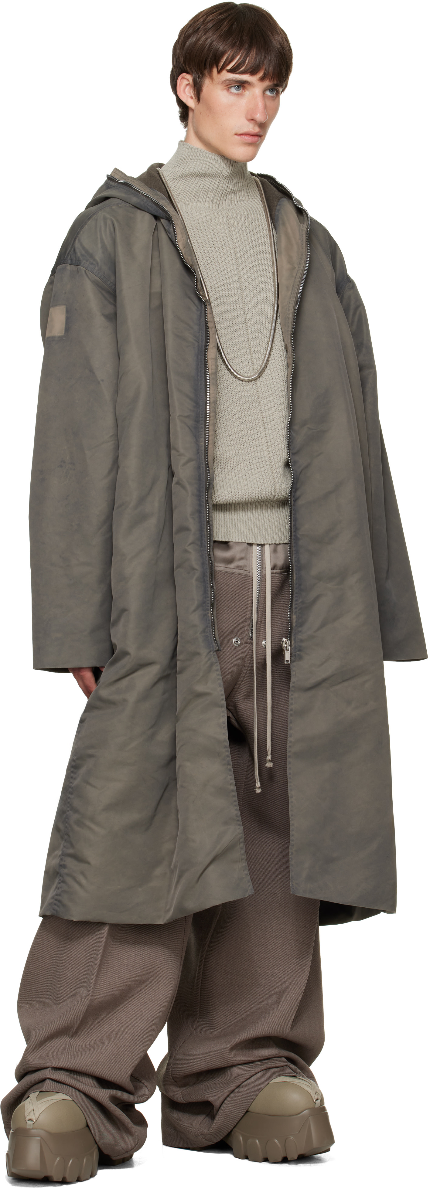 Rick Owens - Gray Tower Wide Mac Coat
