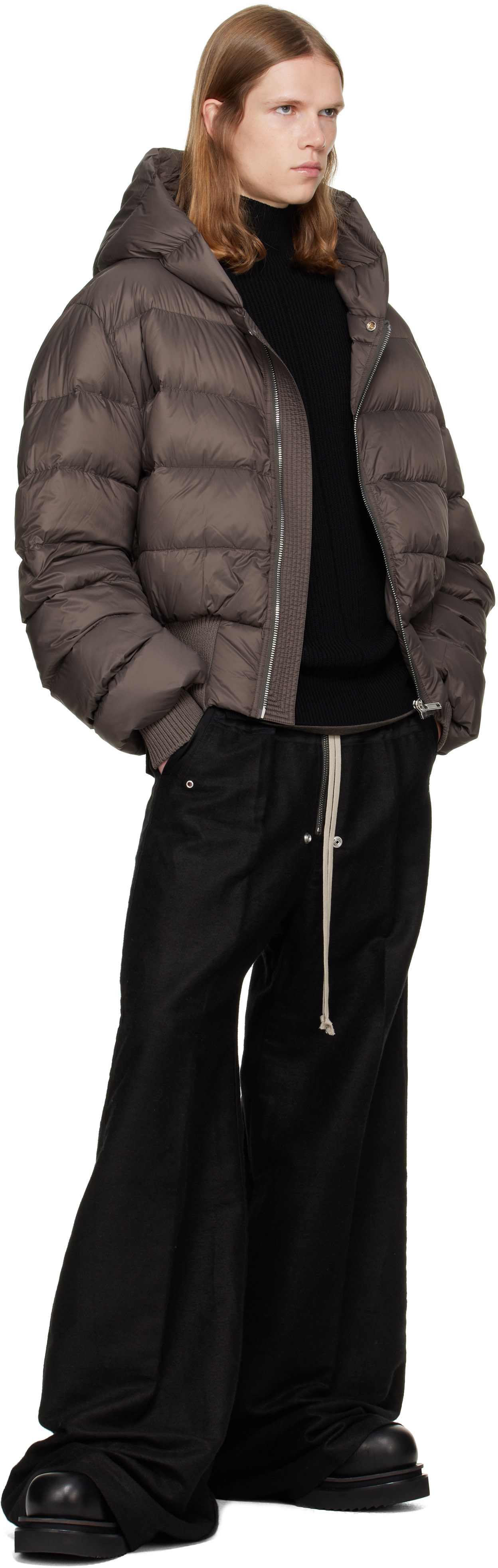 Rick Owens - Taupe Tower Hooded Down Jacket
