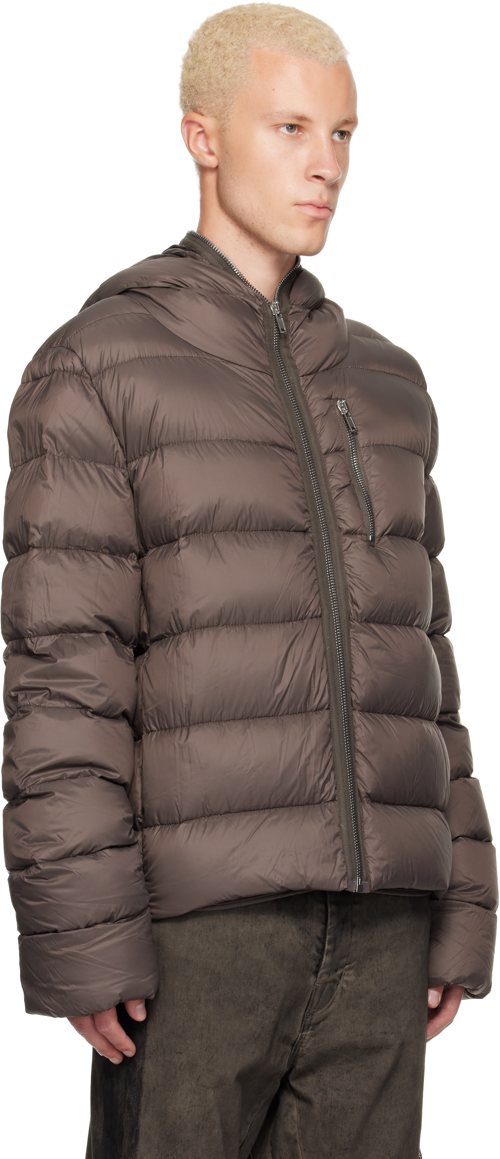 Rick Owens - Taupe Tower Hooded Down Jacket