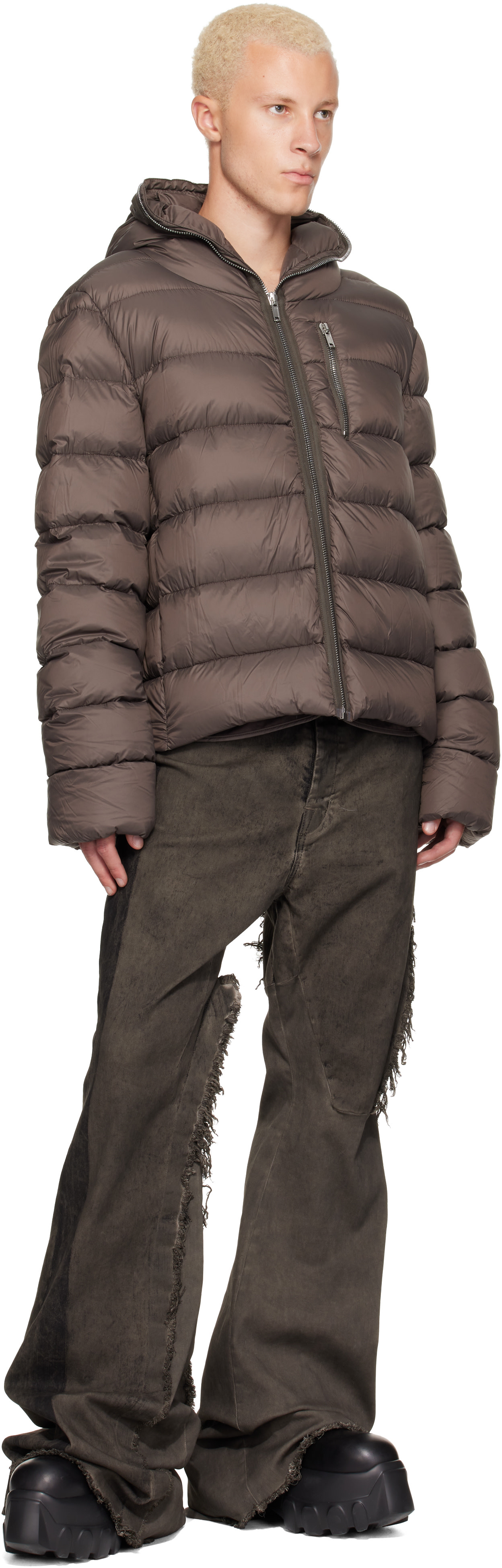 Rick Owens - Taupe Tower Hooded Down Jacket