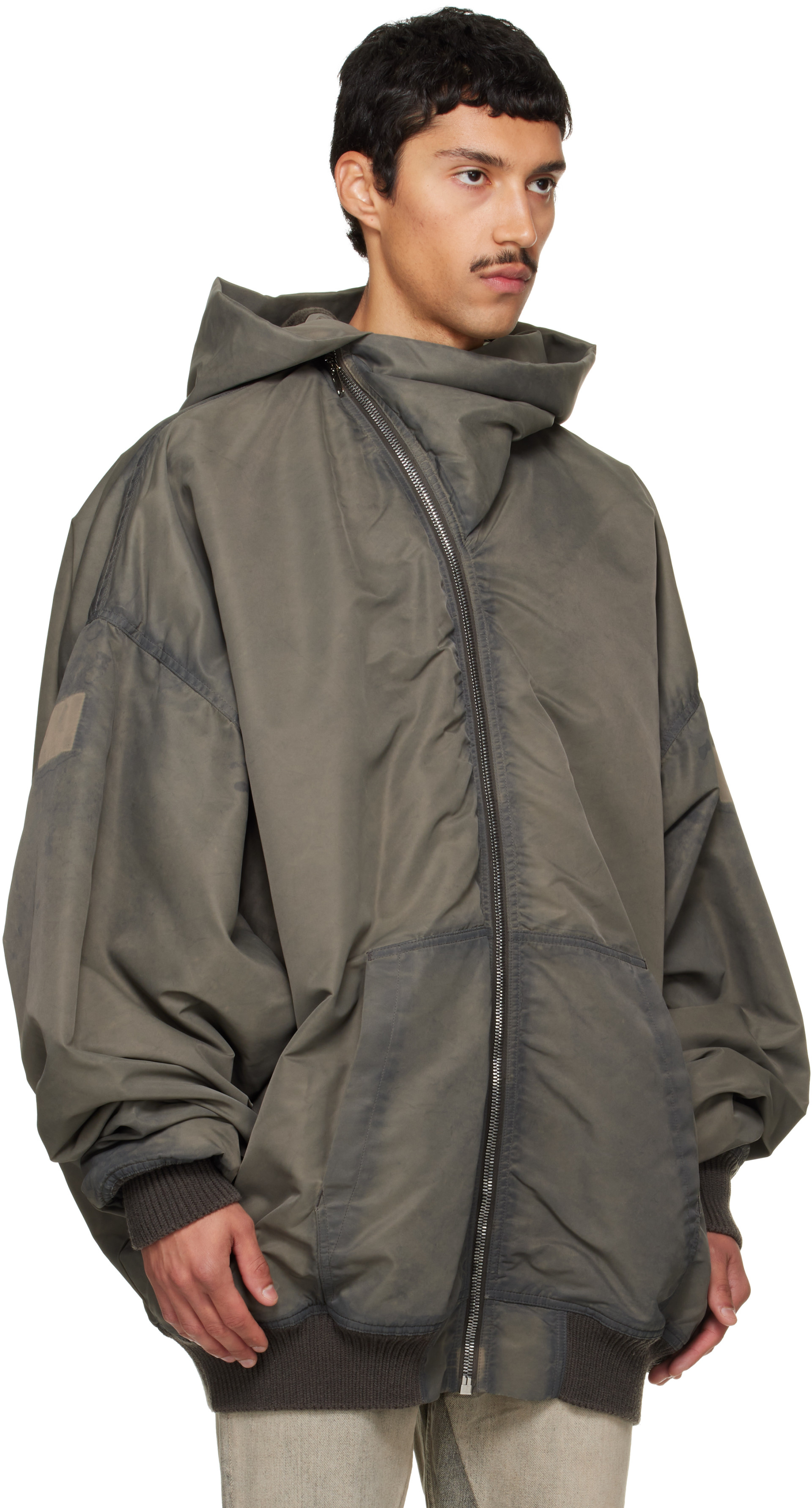 Rick Owens: グレー Tower Mountain Hun フーディ ボンバージャケット