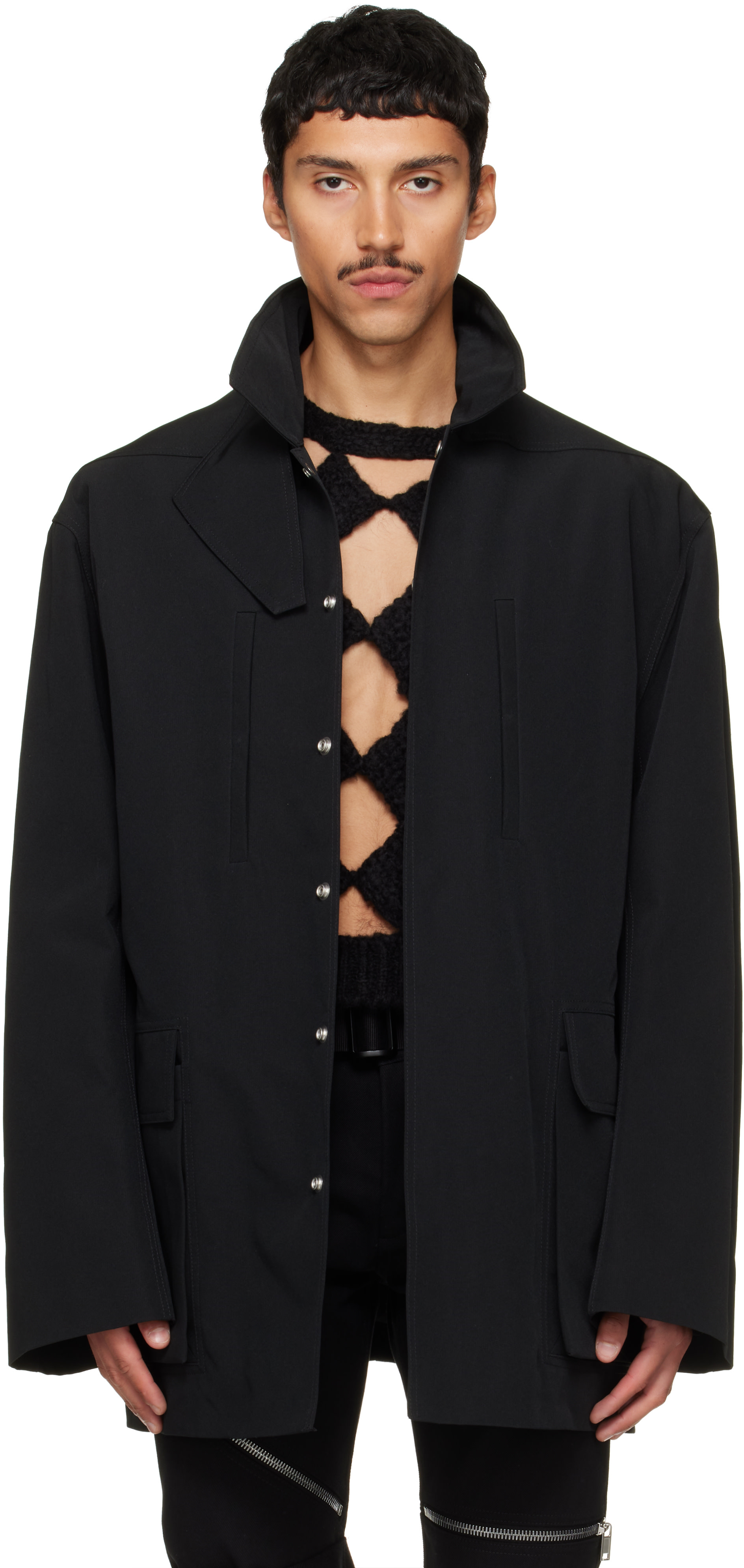 Rick Owens - 黑色 Tower Collared Mac 夹克