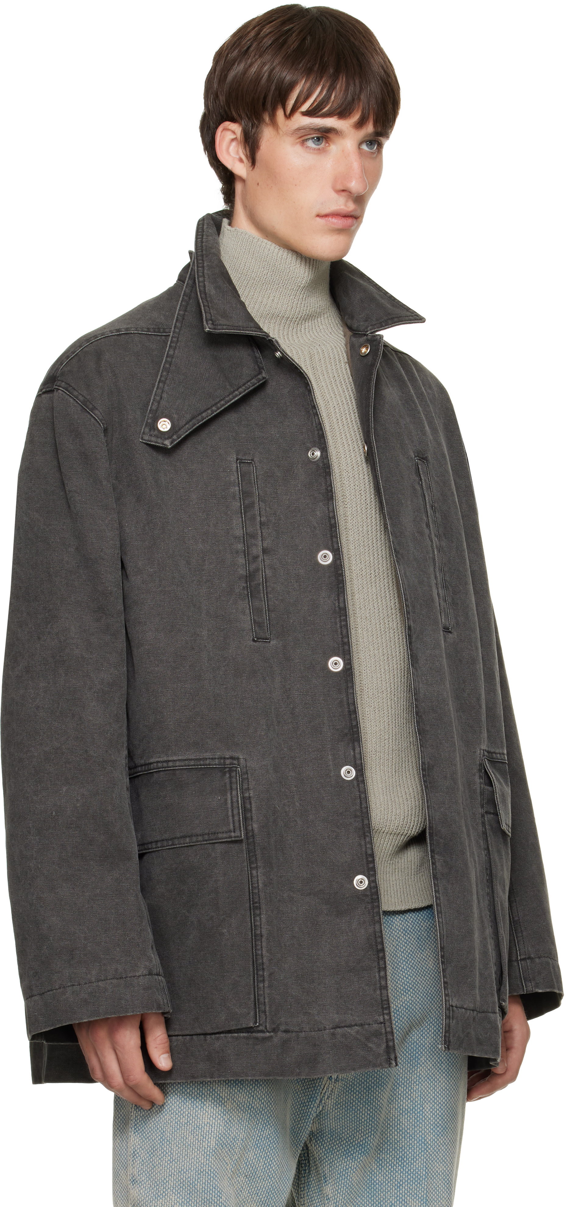 Rick Owens - Gray Tower Collared Mac Jacket