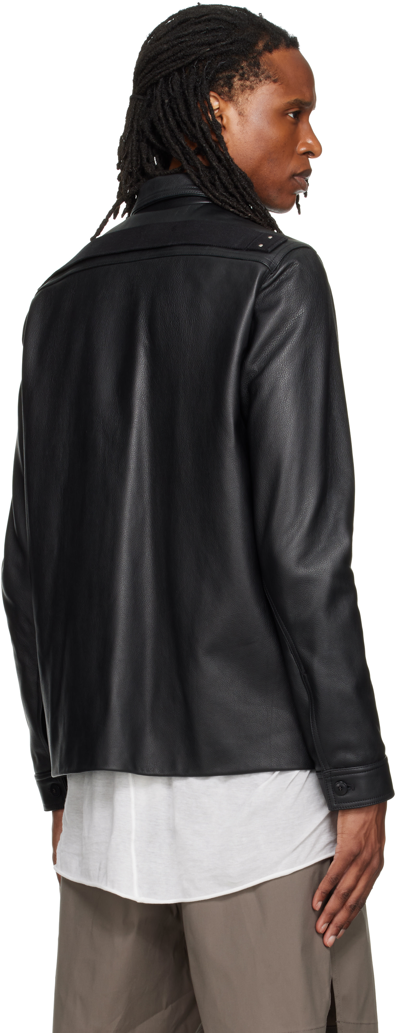 Rick Owens - Black Buttoned Brad Leather Jacket