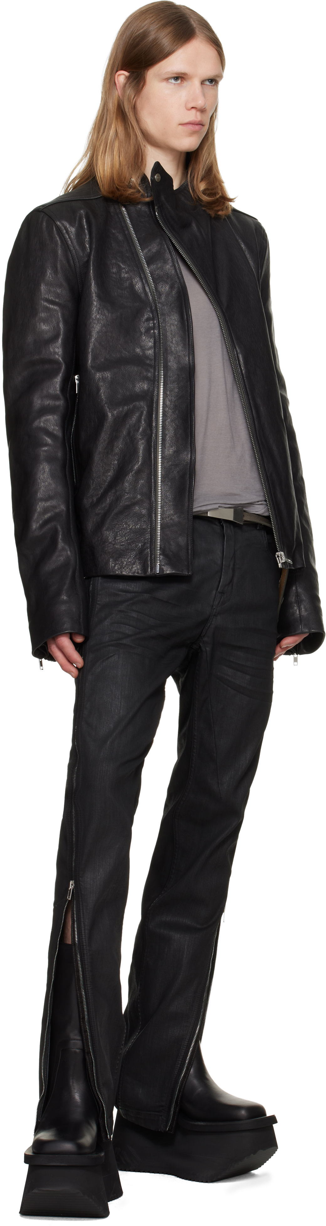 Rick Owens - Black Tower Release Leather Jacket