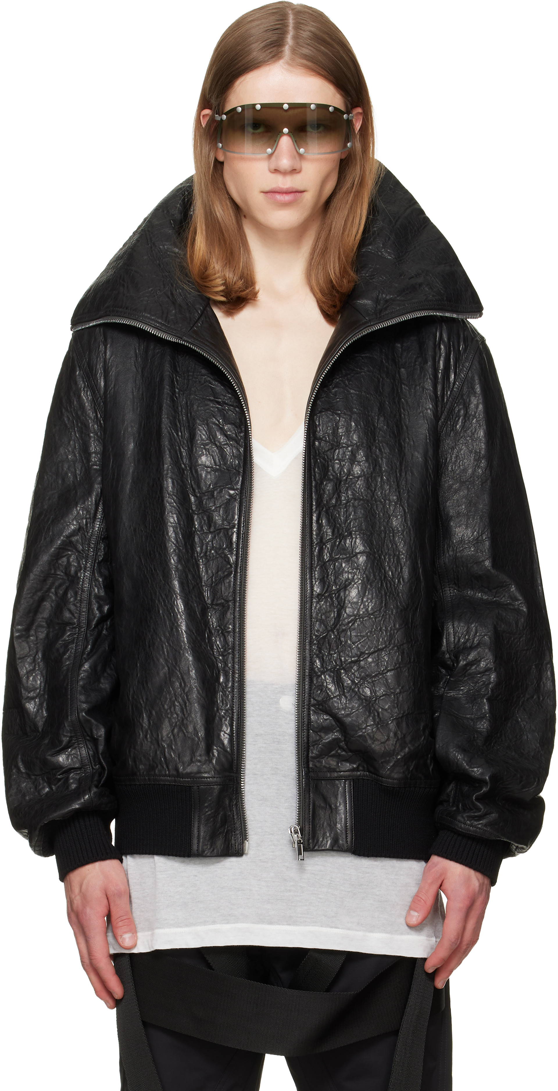 Rick Owens - Black Tower Dracuflight Leather Jacket