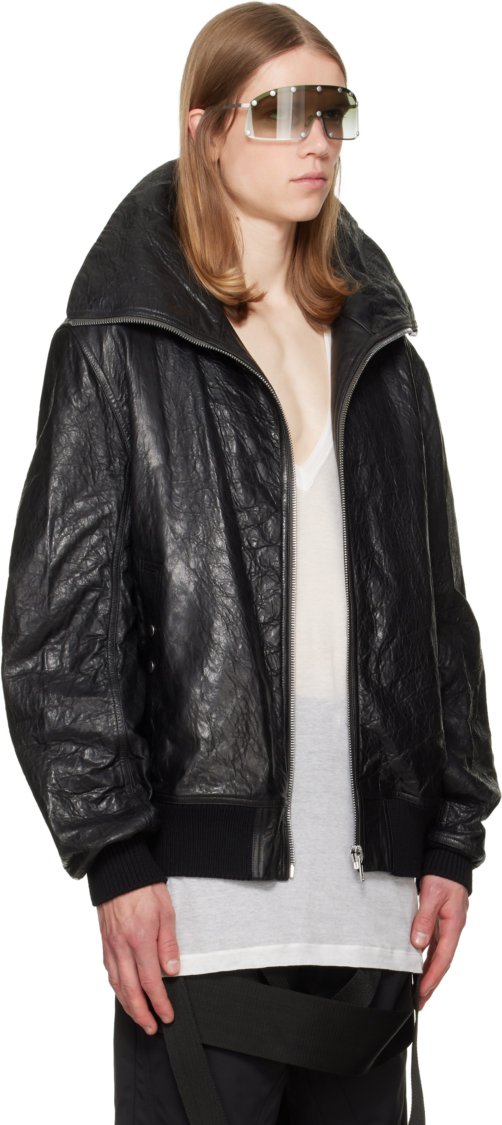 Rick Owens - Black Tower Dracuflight Leather Jacket