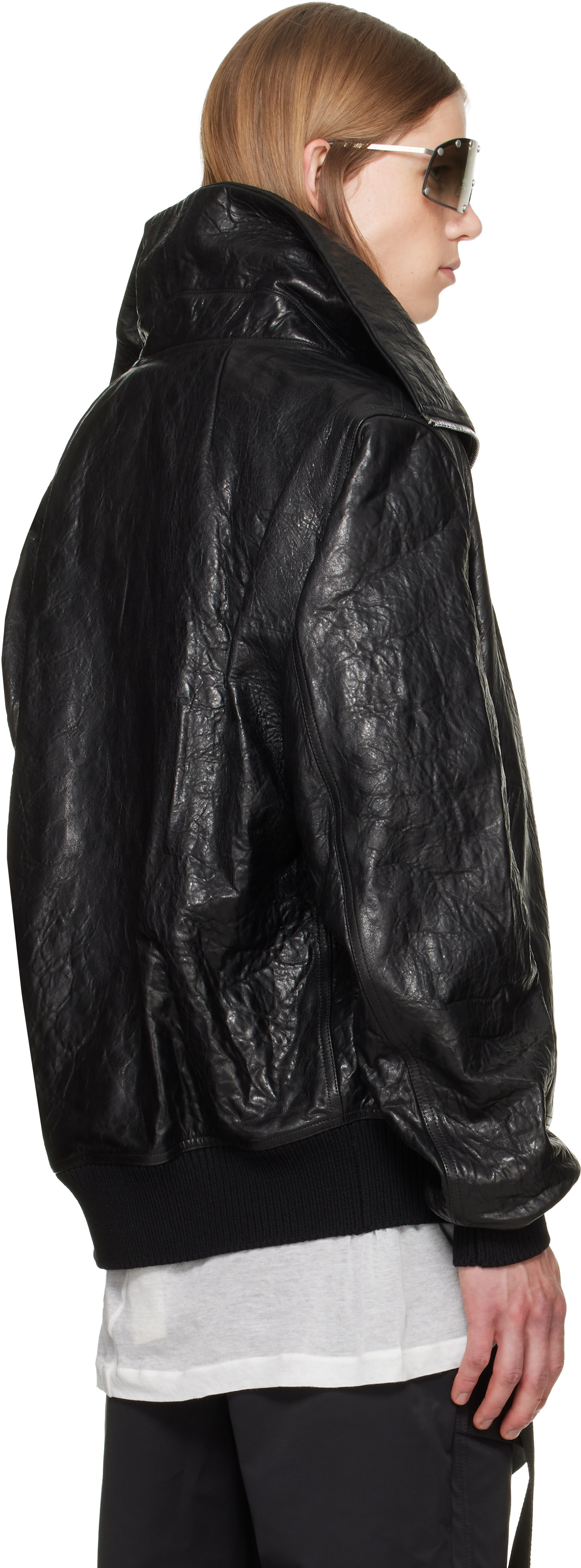 Rick Owens - Black Tower Dracuflight Leather Jacket