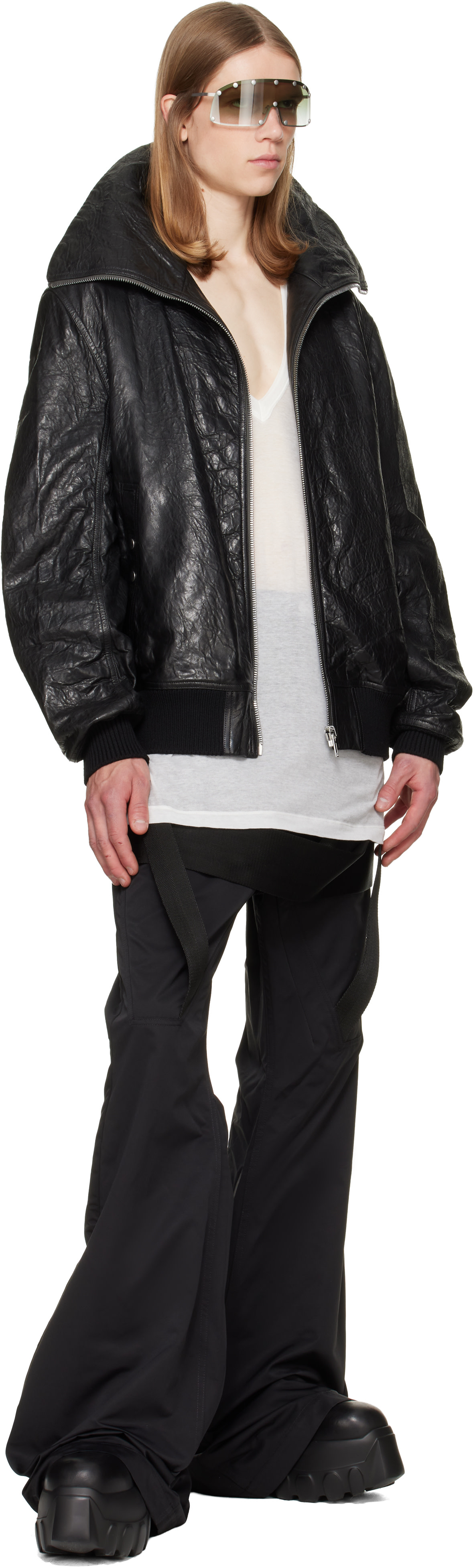 Rick Owens - Black Tower Dracuflight Leather Jacket