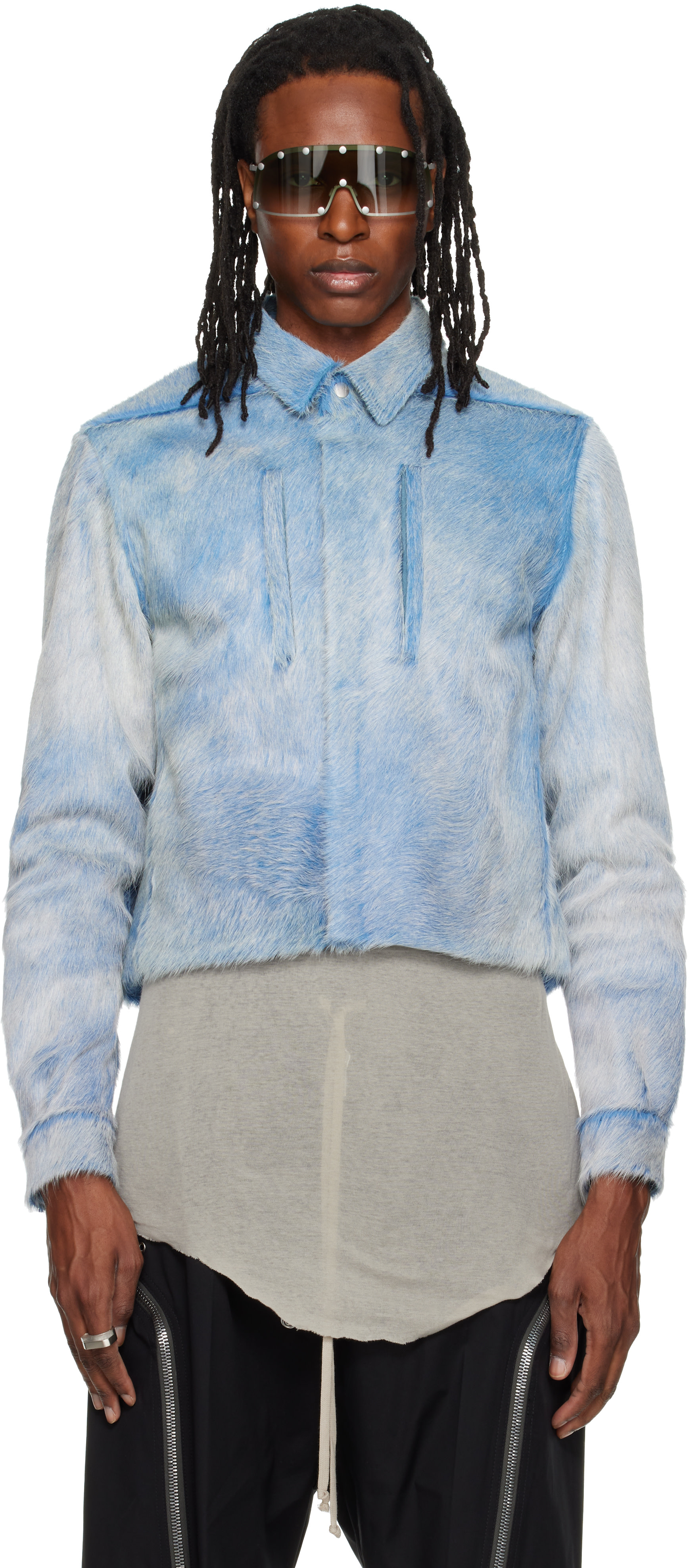 Rick Owens - Blue Tower Alice Leather Jacket