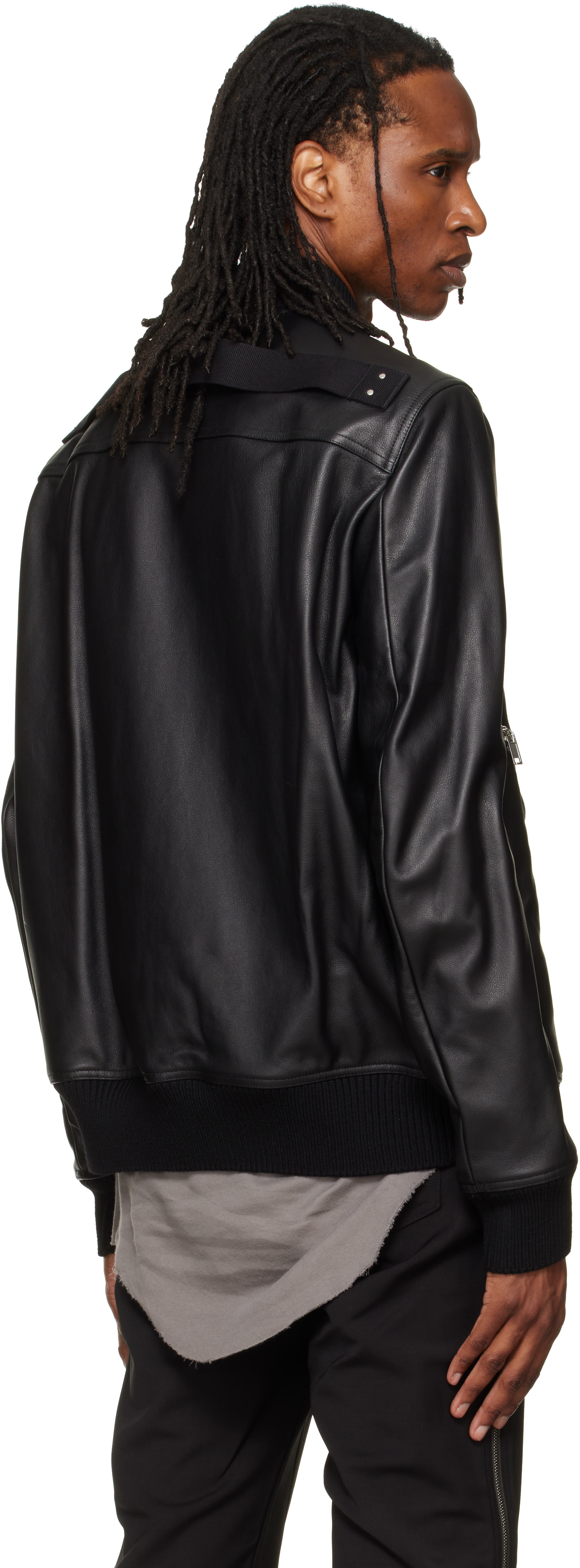Rick Owens - Black Heizer Leather Flight Jacket