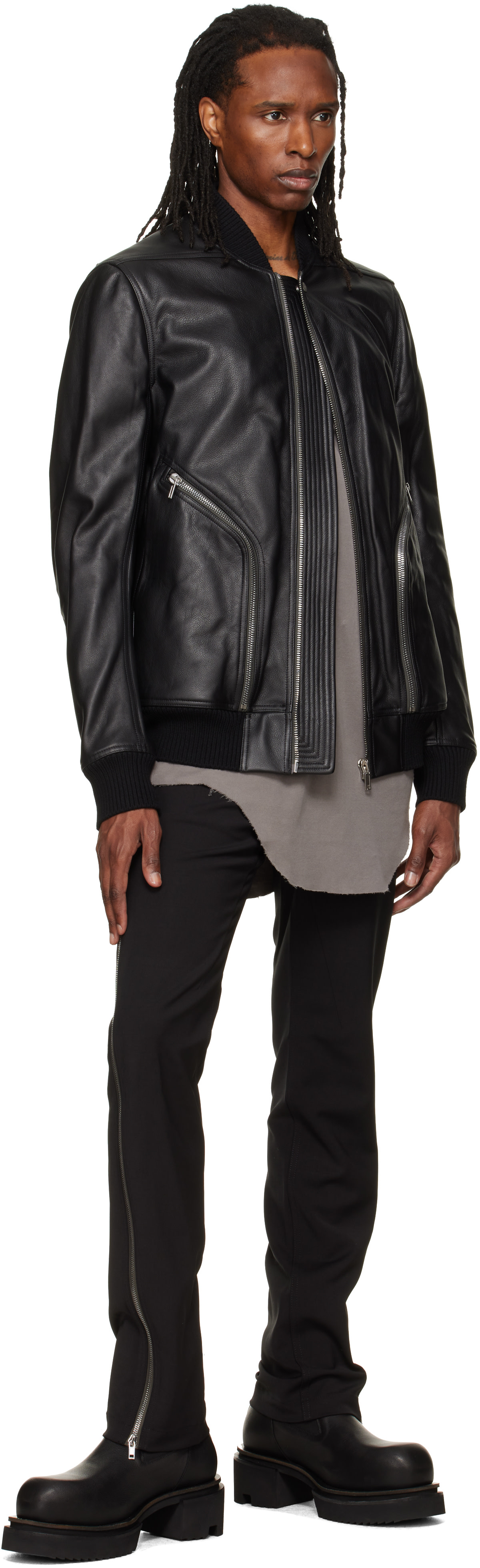Rick Owens - Black Heizer Leather Flight Jacket
