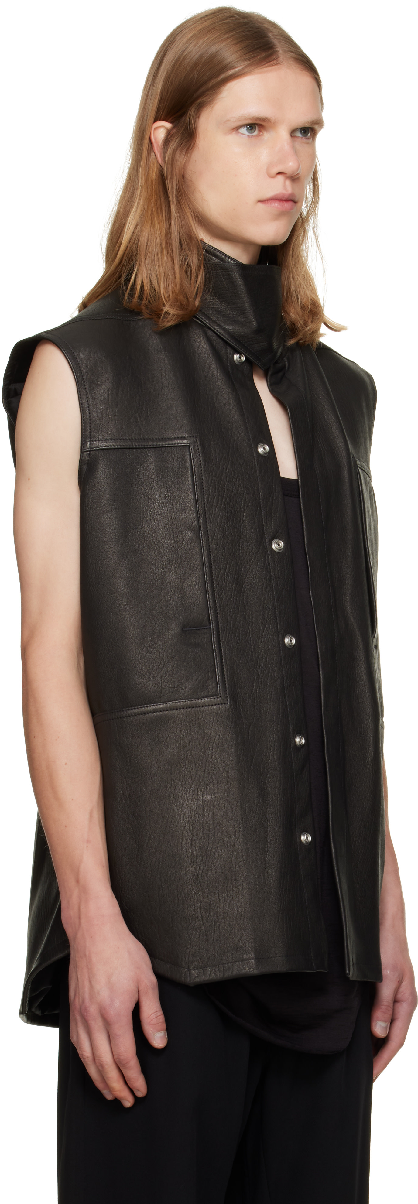 Rick Owens - 블랙 타워 SL 가죽 아우터
