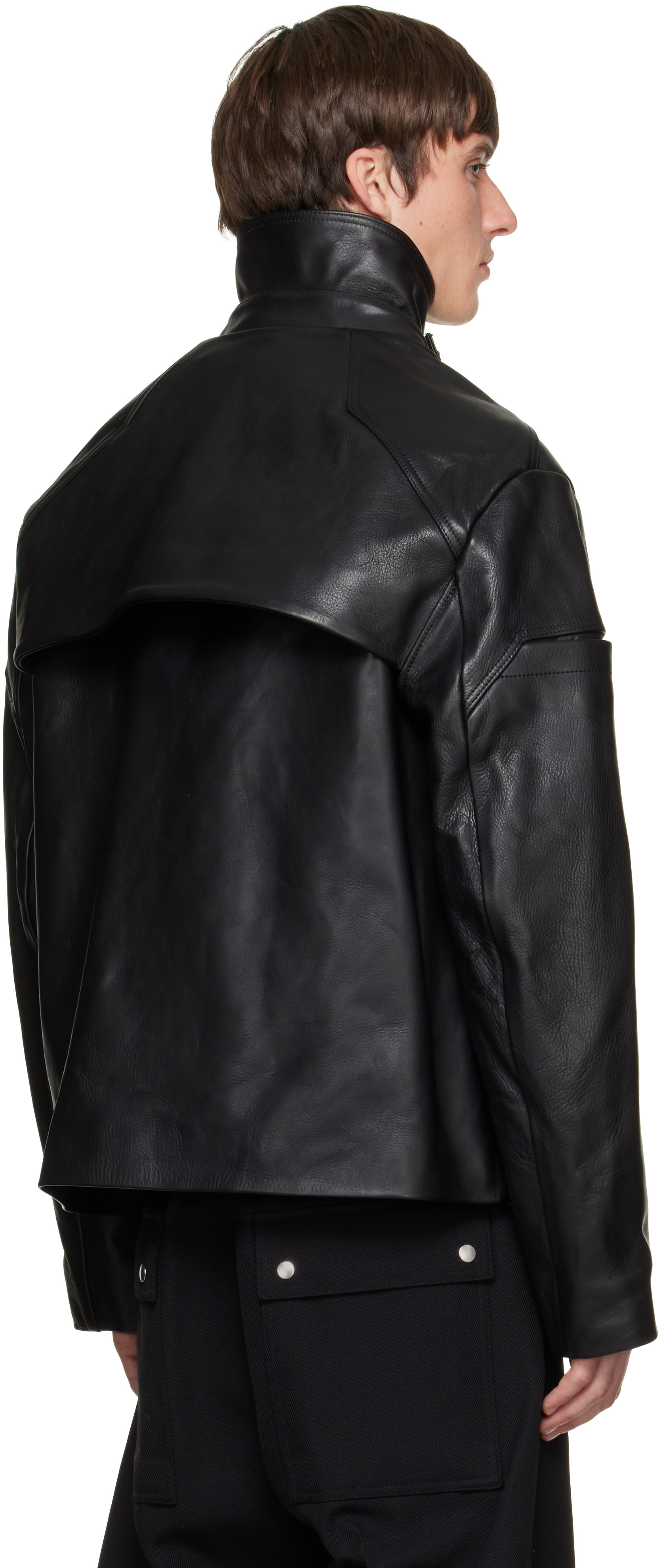 Rick Owens: ブラック Tower 2 Piece Leather Mac ジャケット＆ベスト