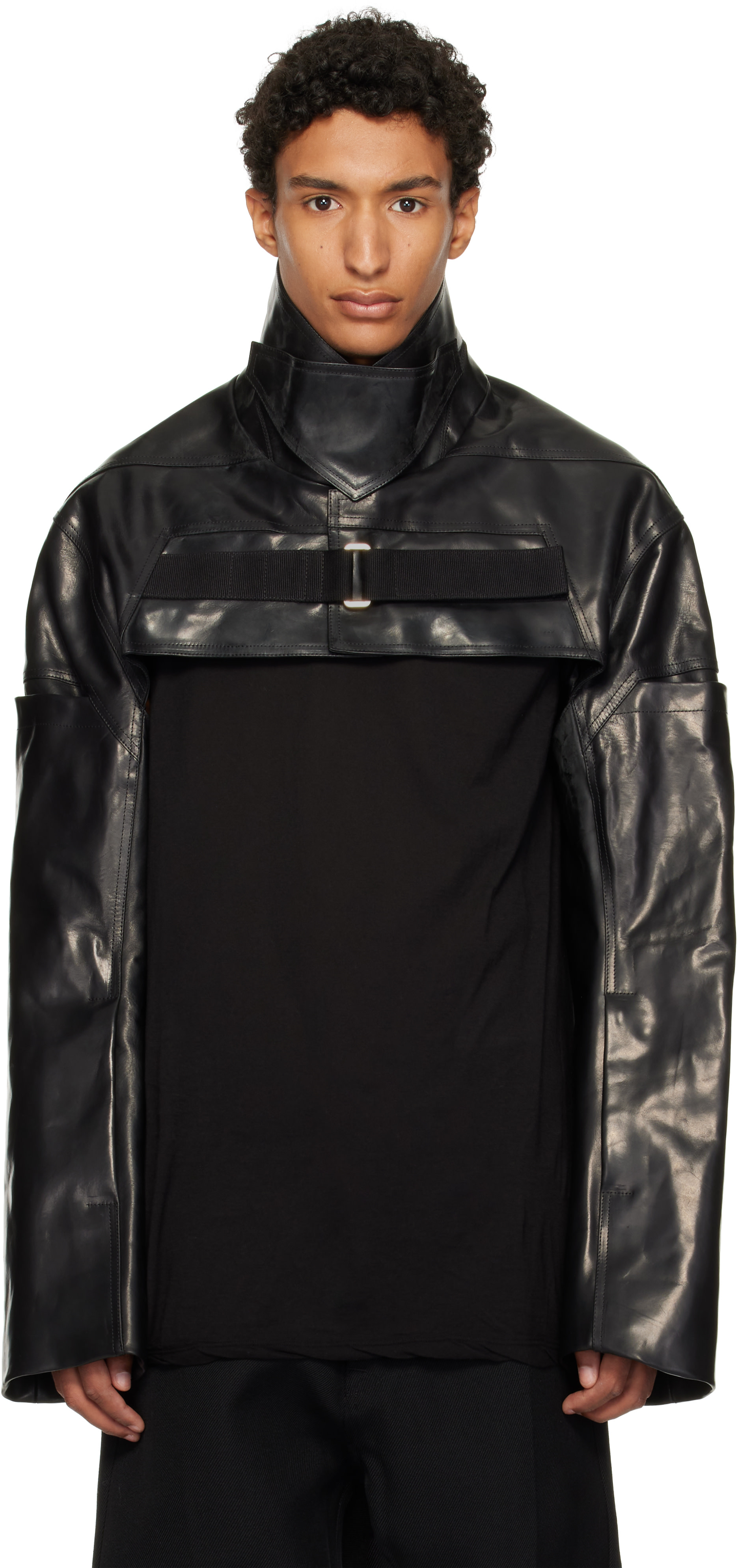 Rick Owens - Black Tower Mac Cropped Leather Jacket