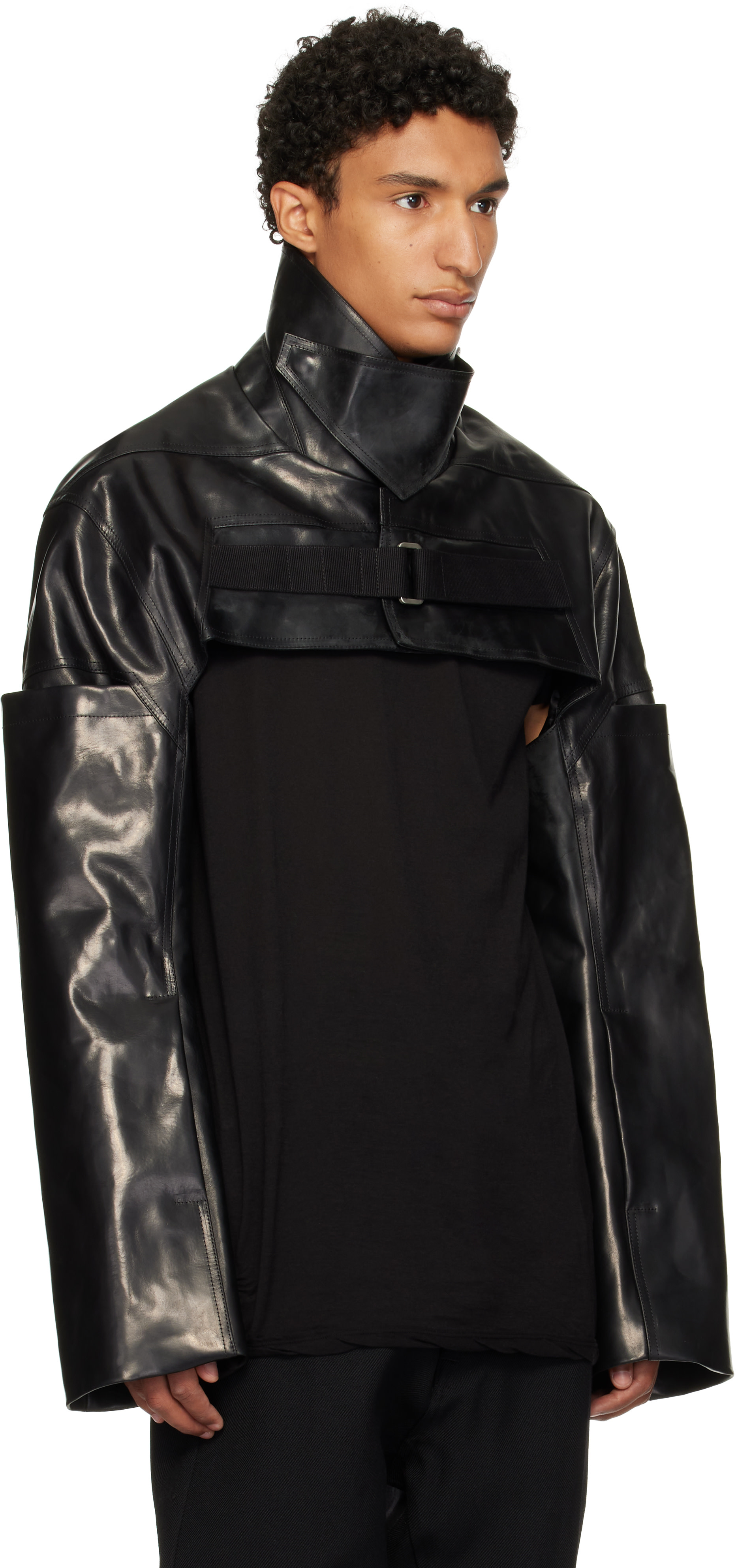 Rick Owens - Black Tower Mac Cropped Leather Jacket