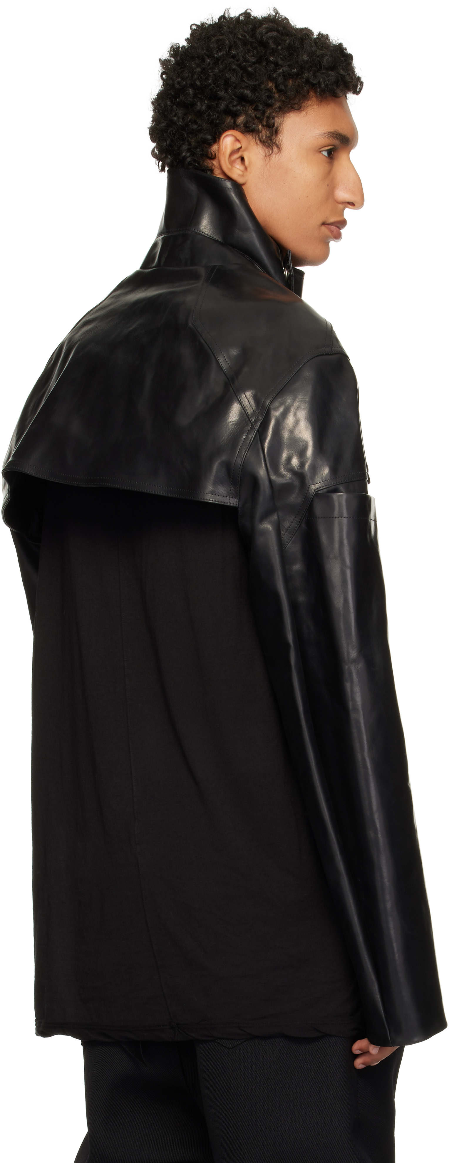 Rick Owens - Black Tower Mac Cropped Leather Jacket