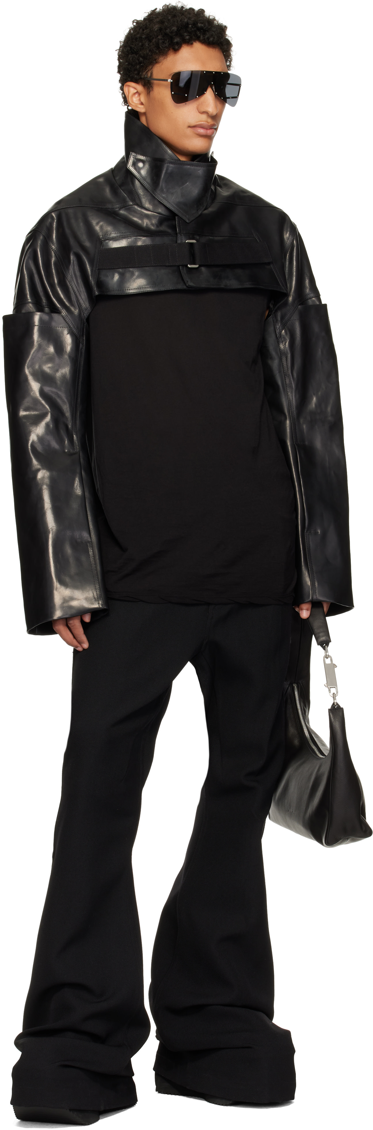 Rick Owens - Black Tower Mac Cropped Leather Jacket