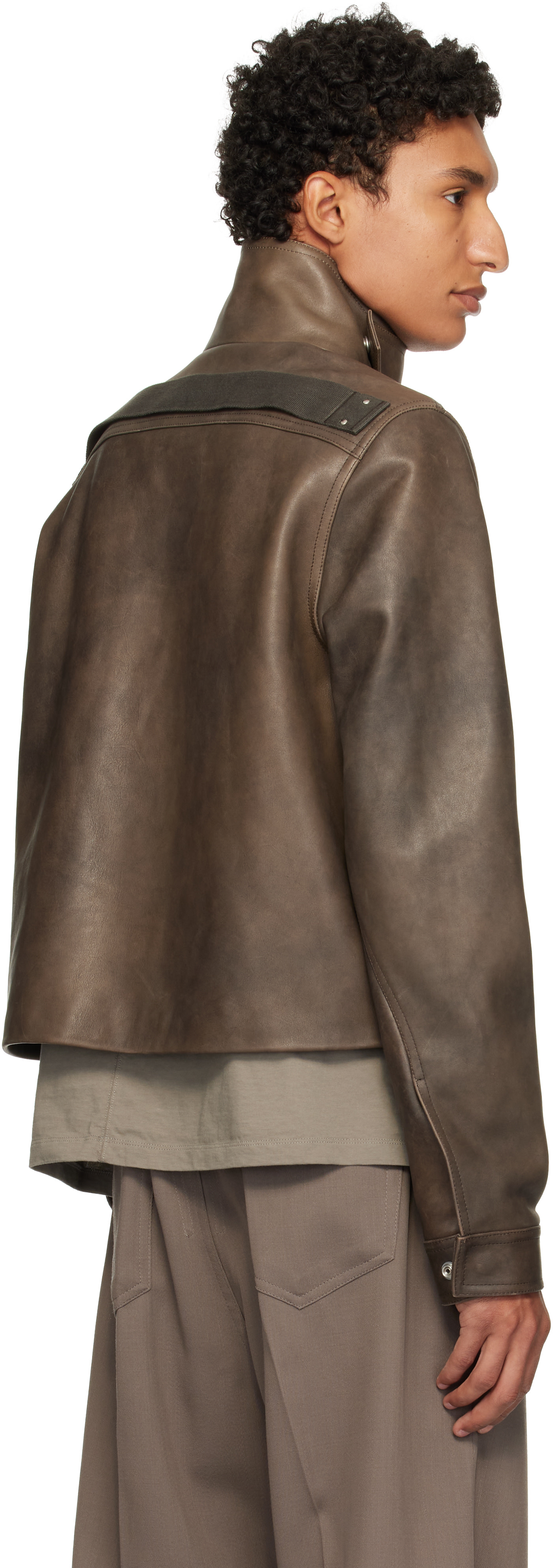 Rick Owens - Brown Tower Alice Leather Jacket