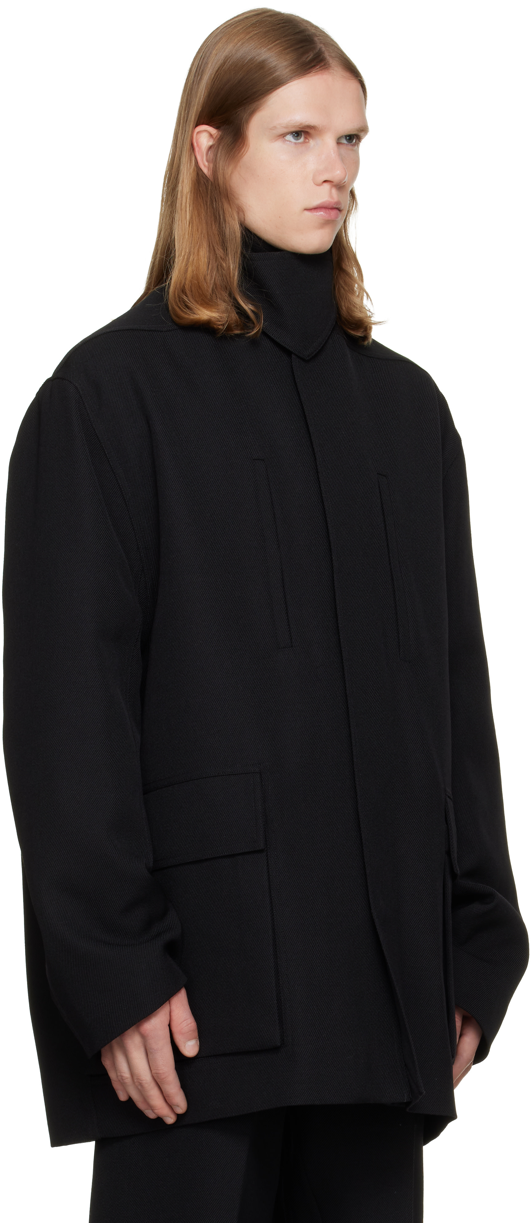 Rick Owens - Black Tower Collared Mac Coat