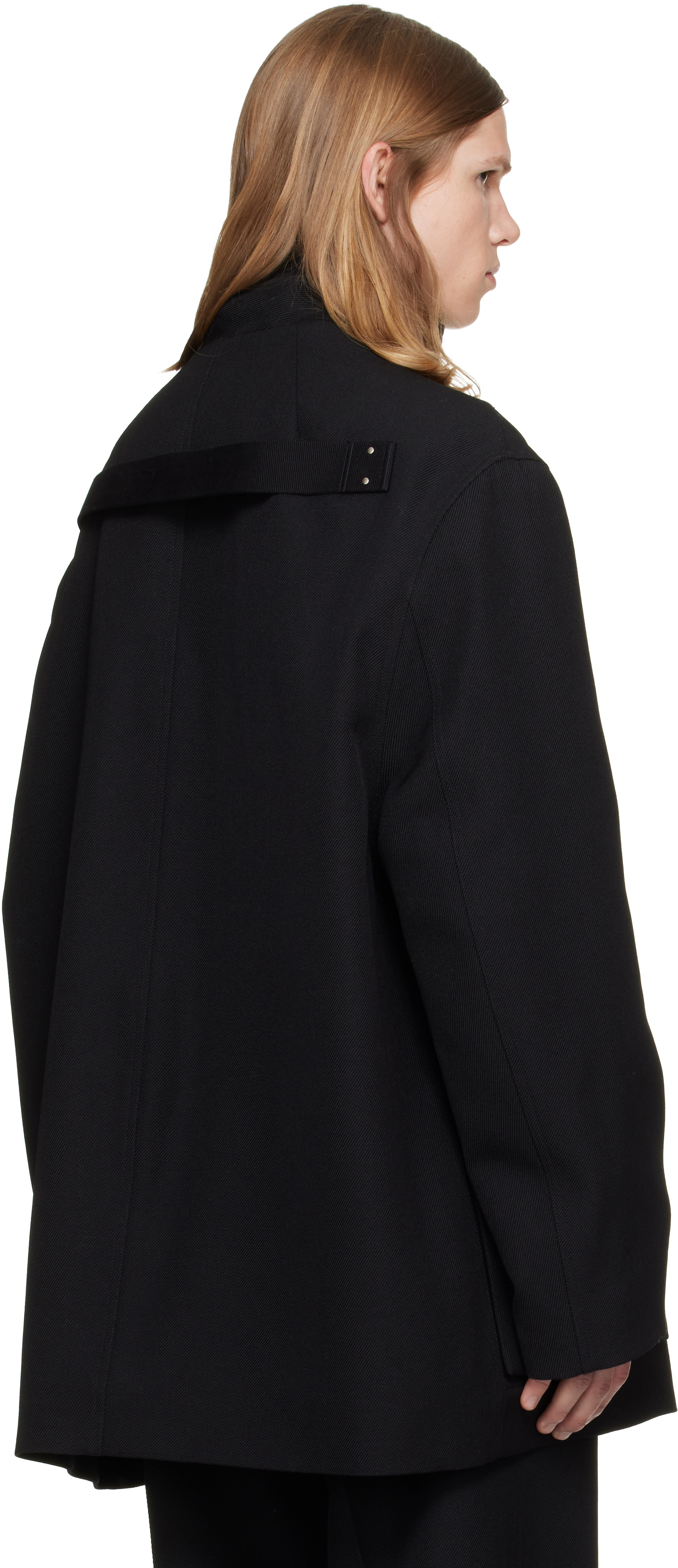 Rick Owens - Black Tower Collared Mac Coat