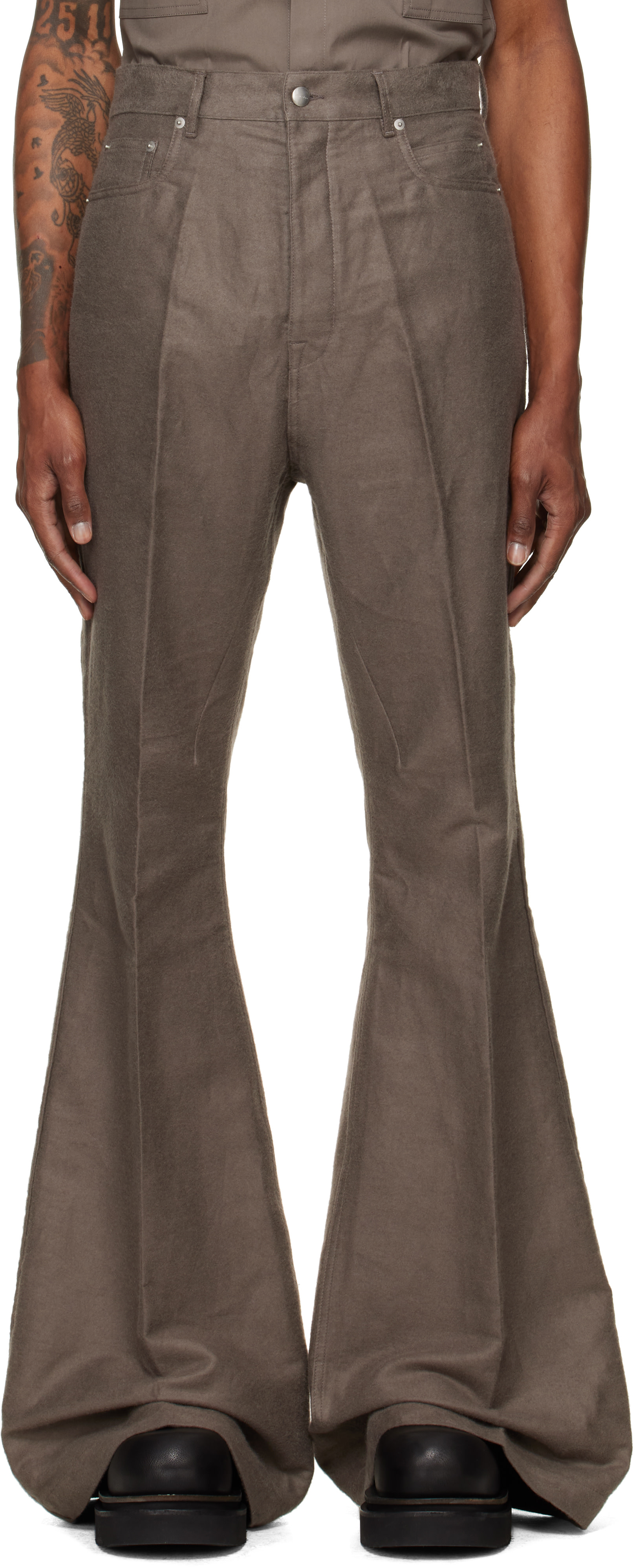 Rick Owens - Gray Tower Bolan Bootcut Trousers