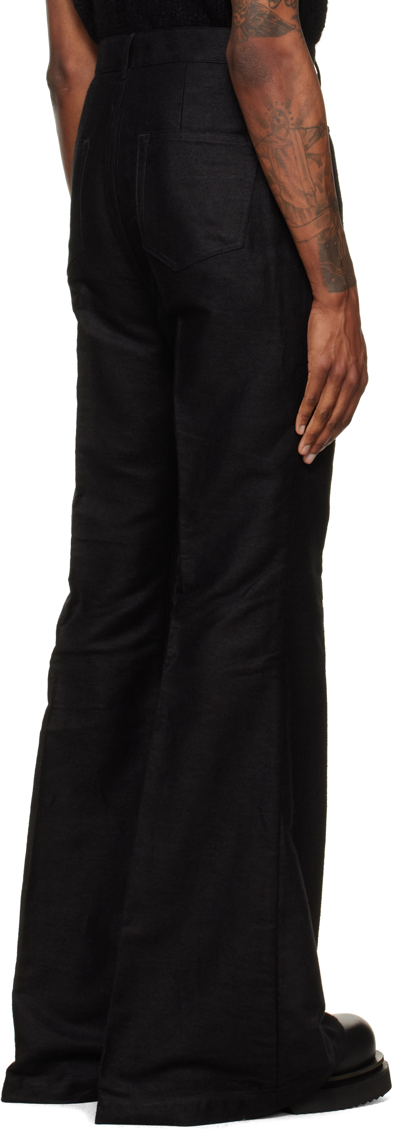 Rick Owens - 블랙 타워 볼란 부츠컷 슬랙스