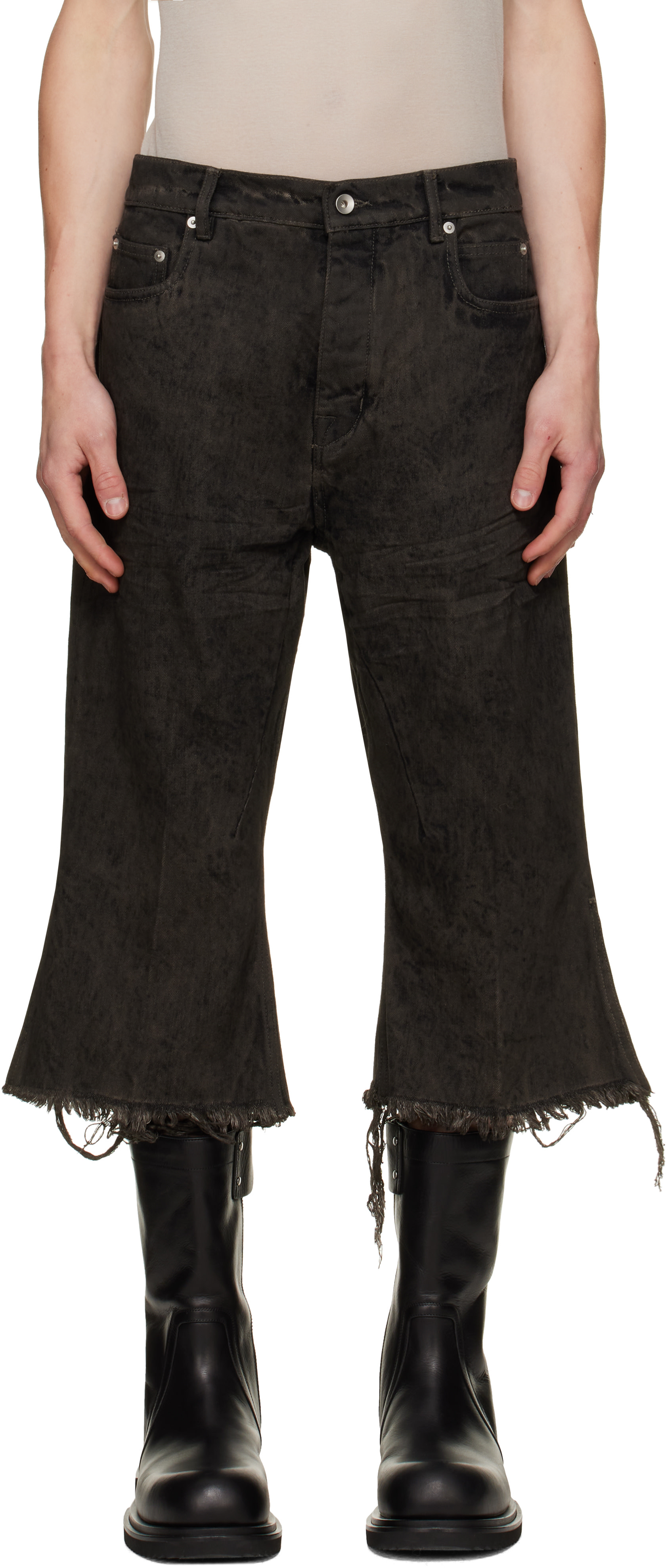 Rick Owens - ブラック Tower Bolan Cutoff ジーンズ