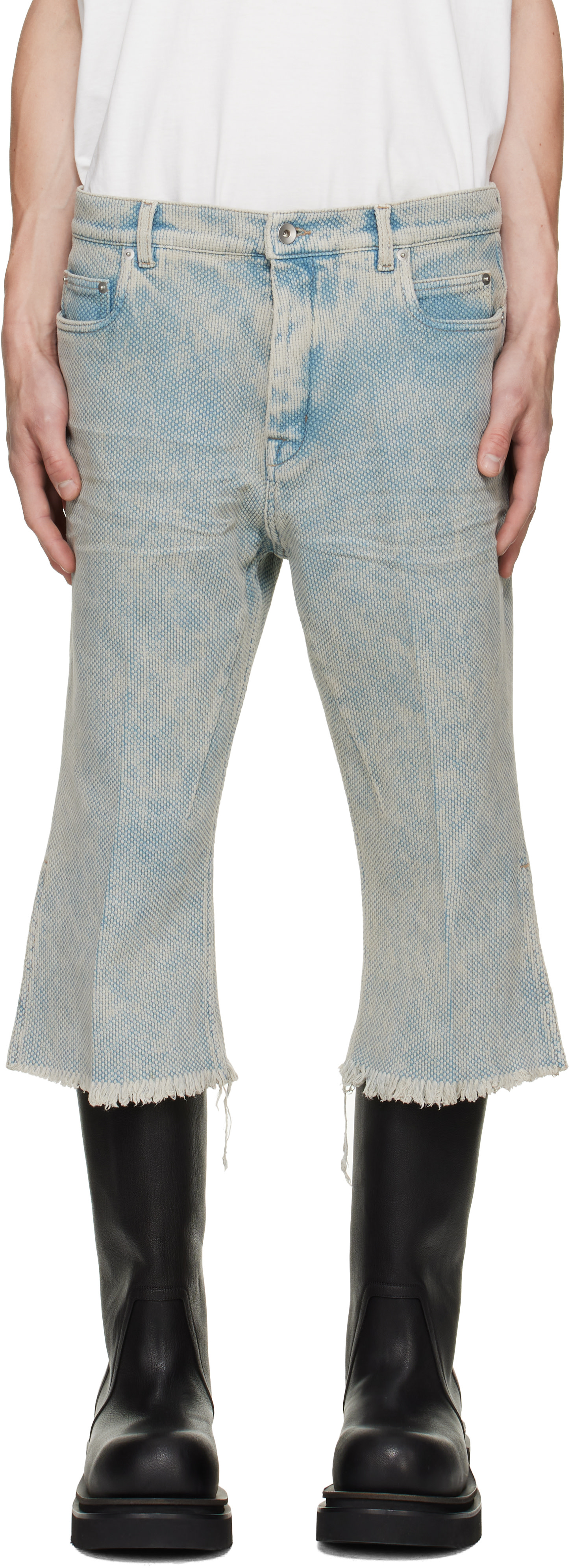 Rick Owens - Blue Tower Bolan Cutoff Jeans