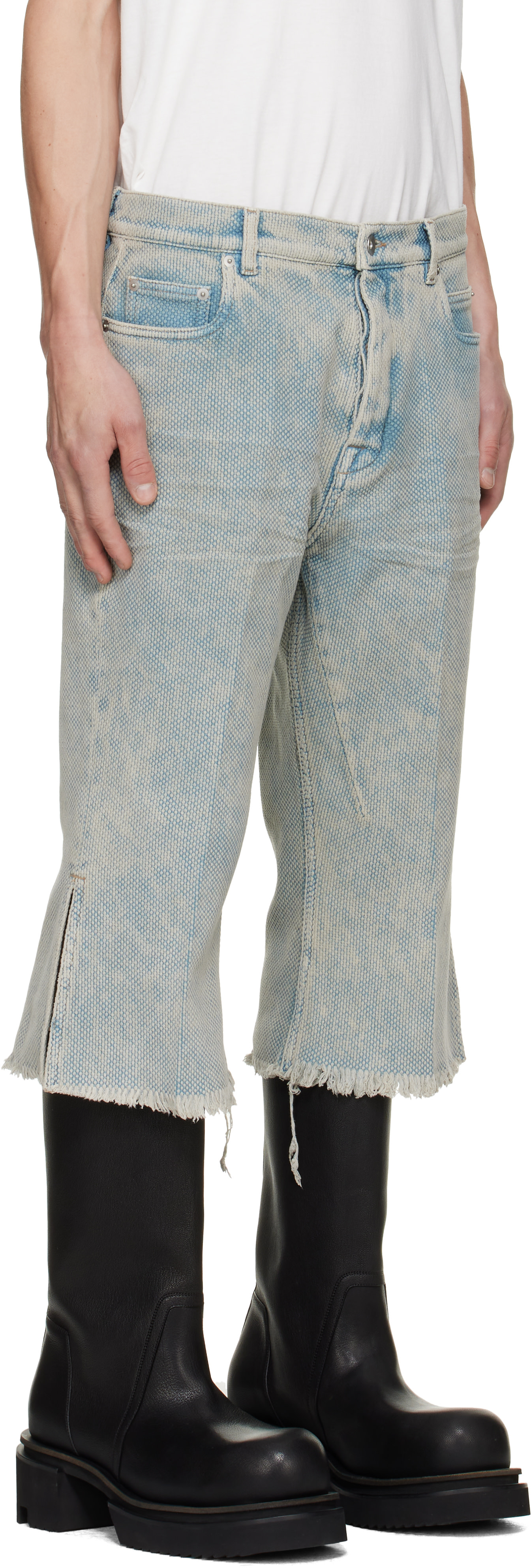 Rick Owens - Blue Tower Bolan Cutoff Jeans