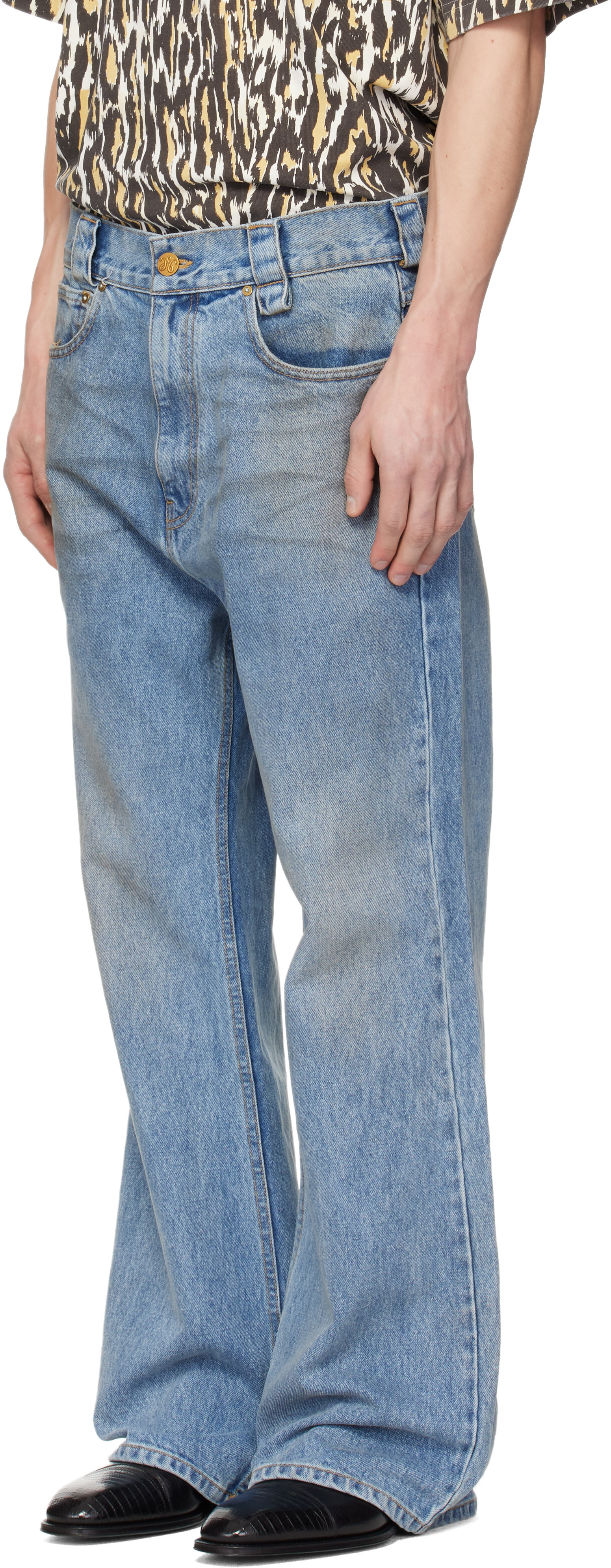 WILLY CHAVARRIA - Blue Flared Denim Jeans