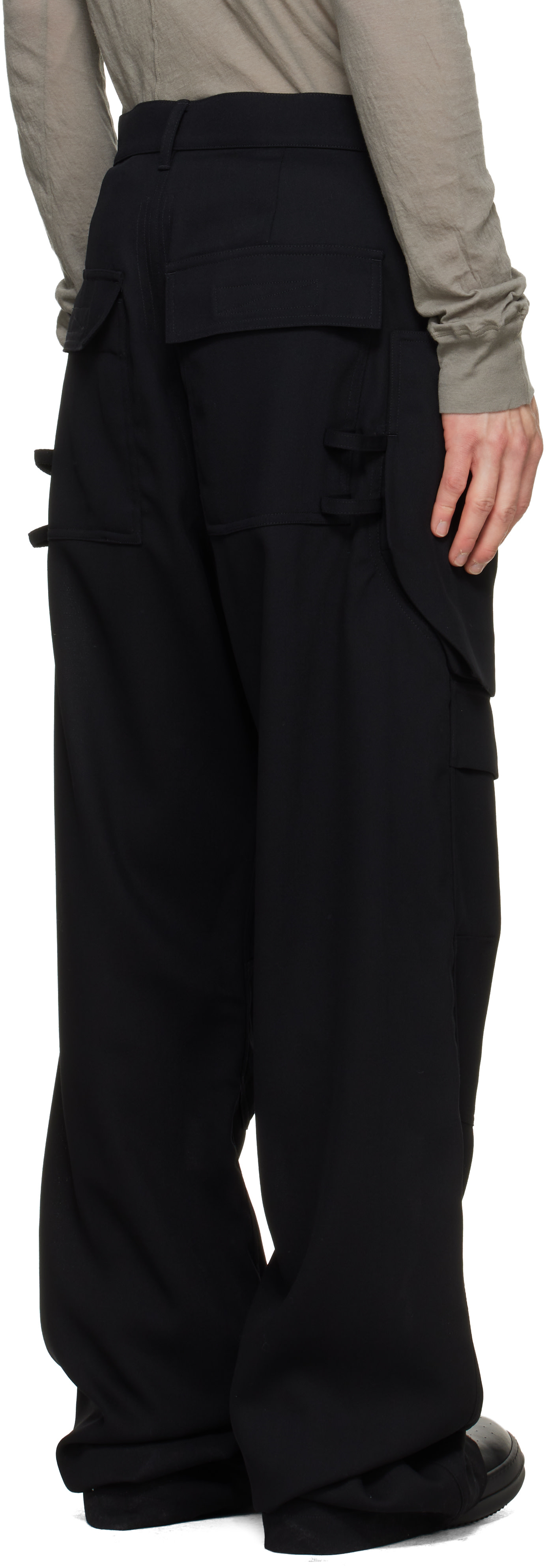 RICH OWENS ダスト カーゴパンツ 34 Rick Owens: ブラック Tower Stefan カーゴパンツ | SSENSE 日本